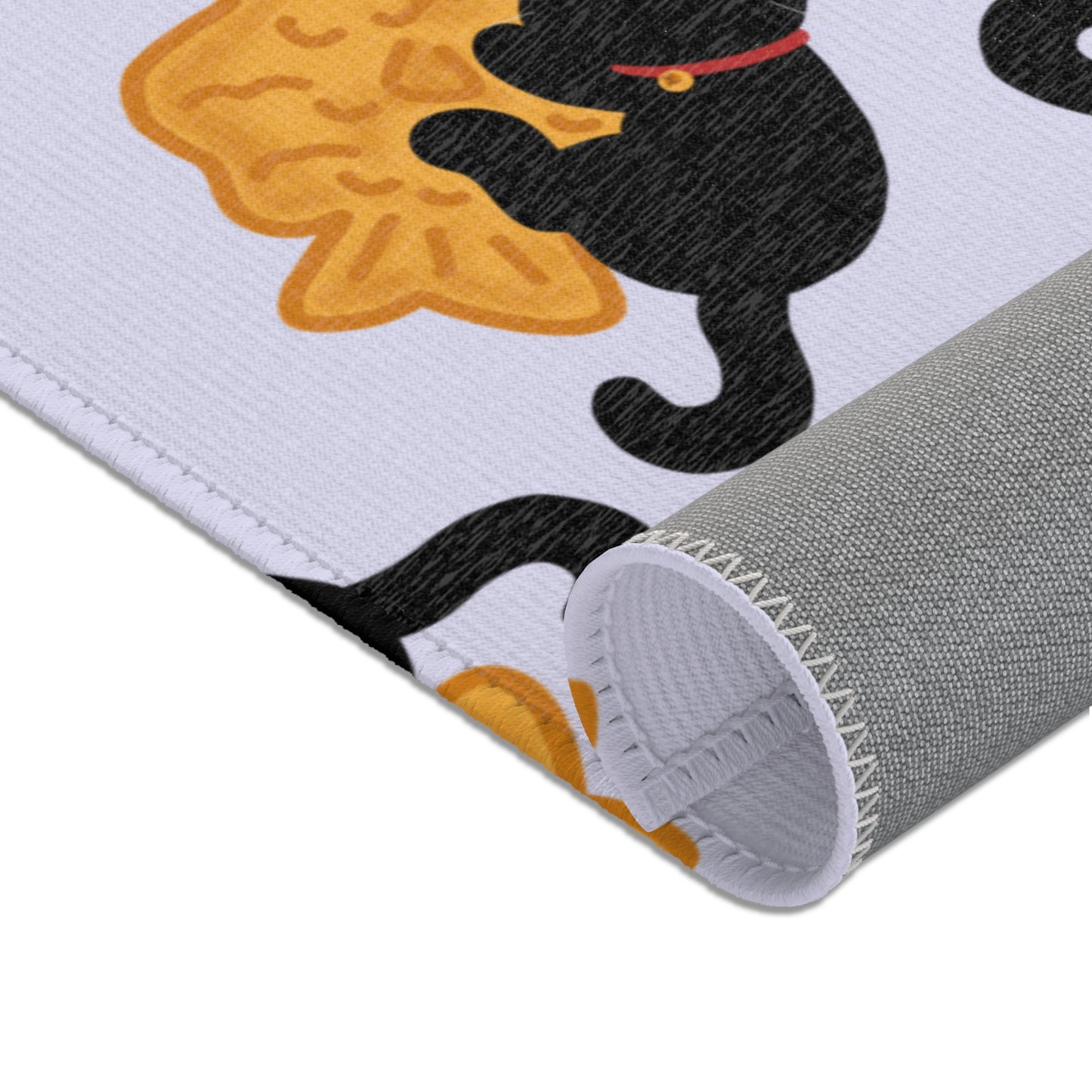 Lavender Black Cat Taiyaki Rug