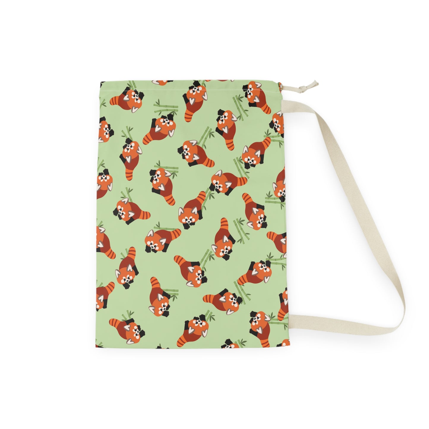 Matcha Green Red Panda Drawstring Bag