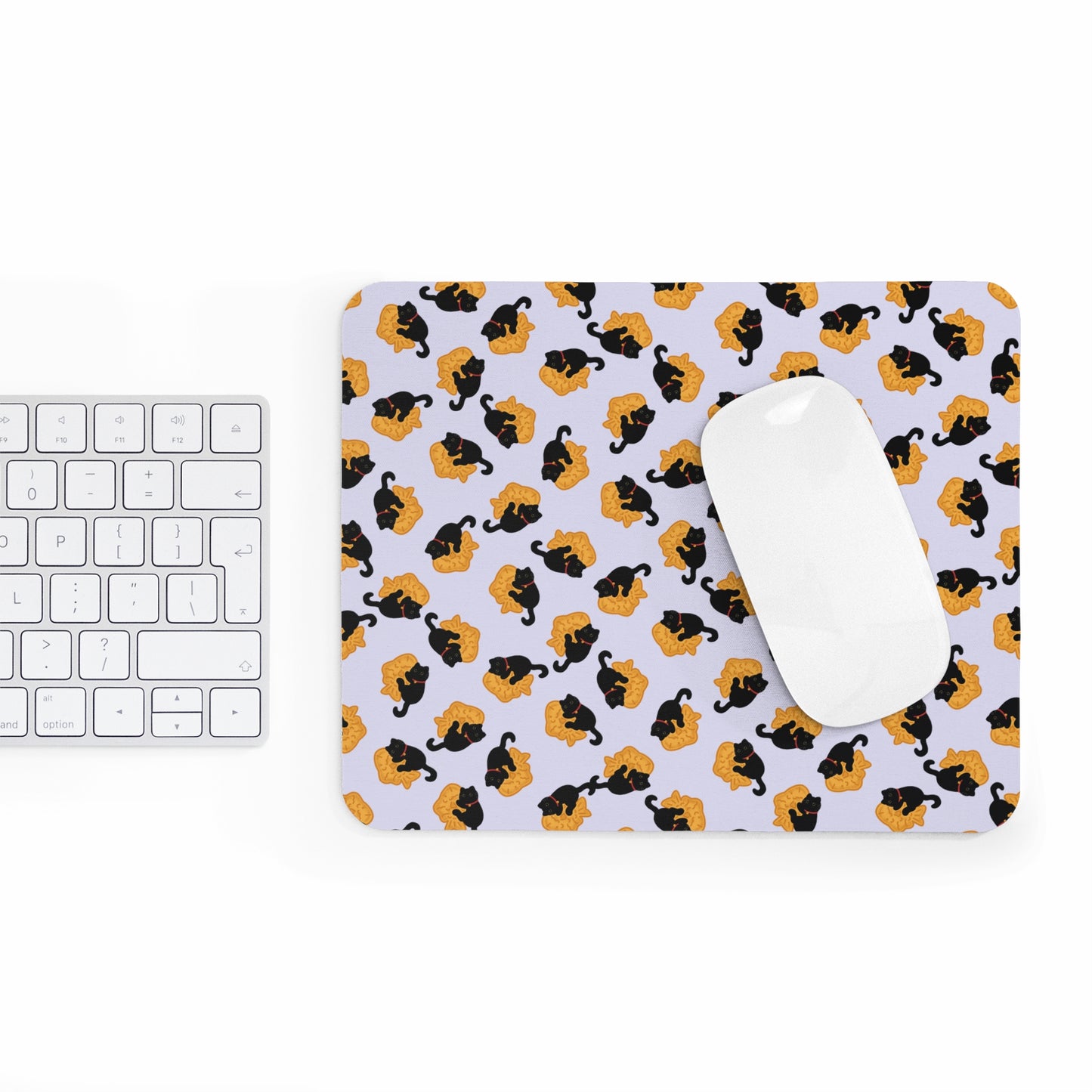 Lavender Black Cat Taiyaki Mouse Pad