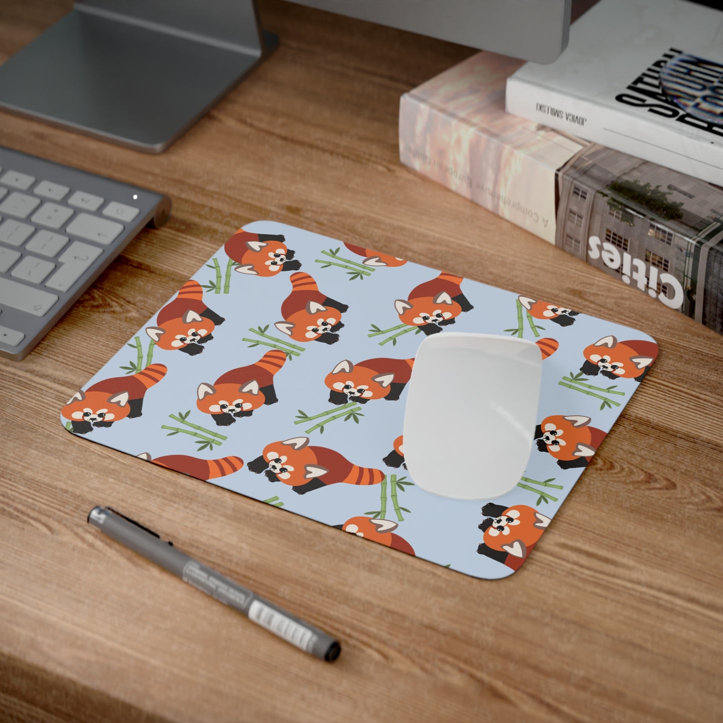 Baby Blue Red Panda Mouse Pad