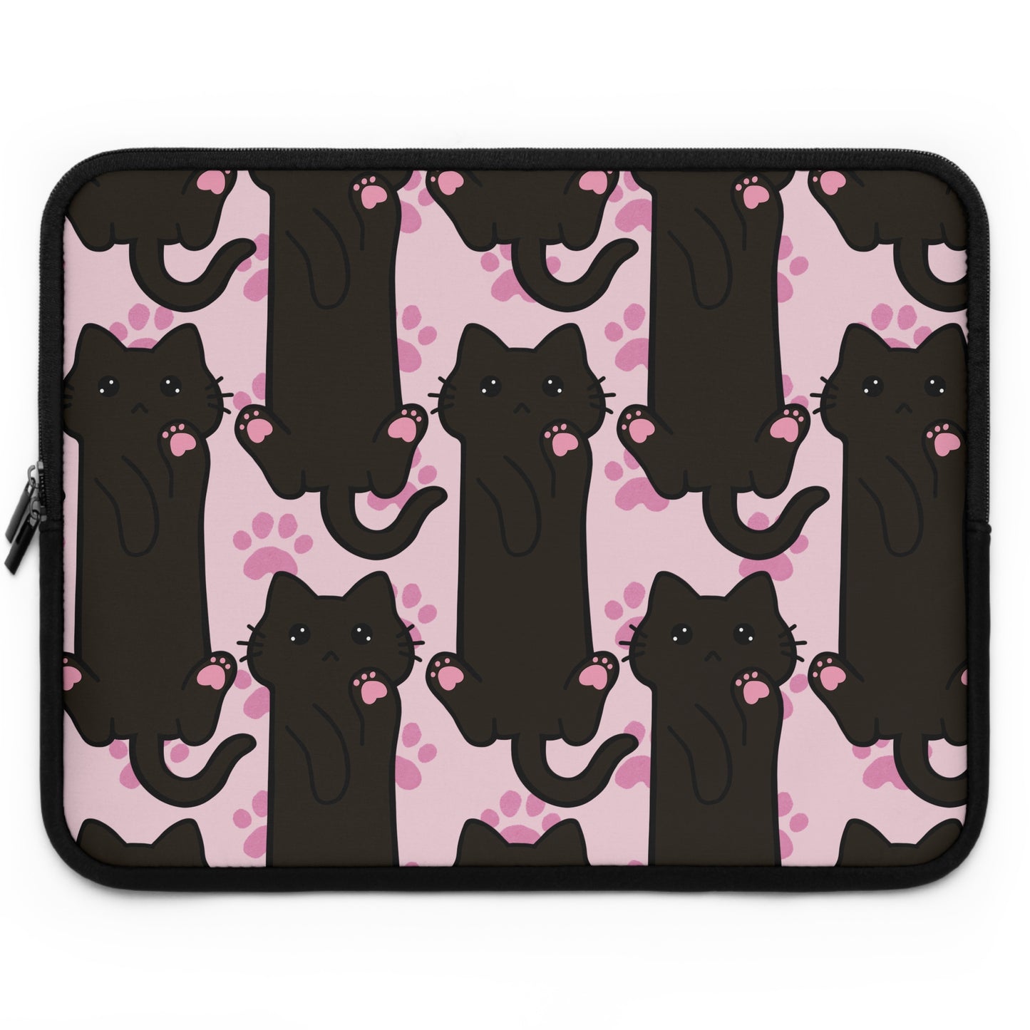 Baby Pink Black Cat Laptop Sleeve