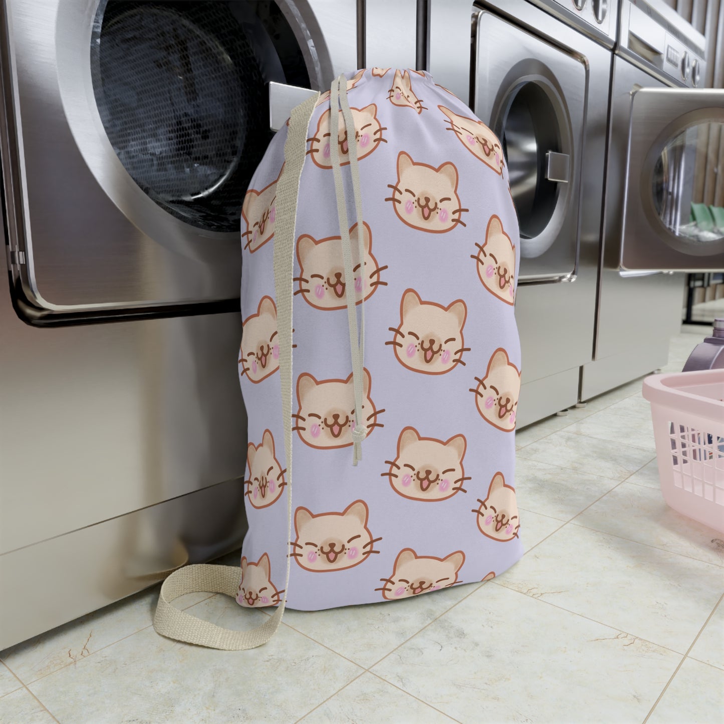 Lavender Kitty Kat Drawstring Bag