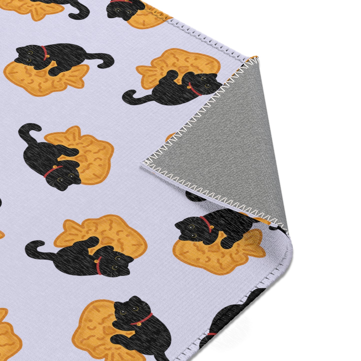 Lavender Black Cat Taiyaki Rug