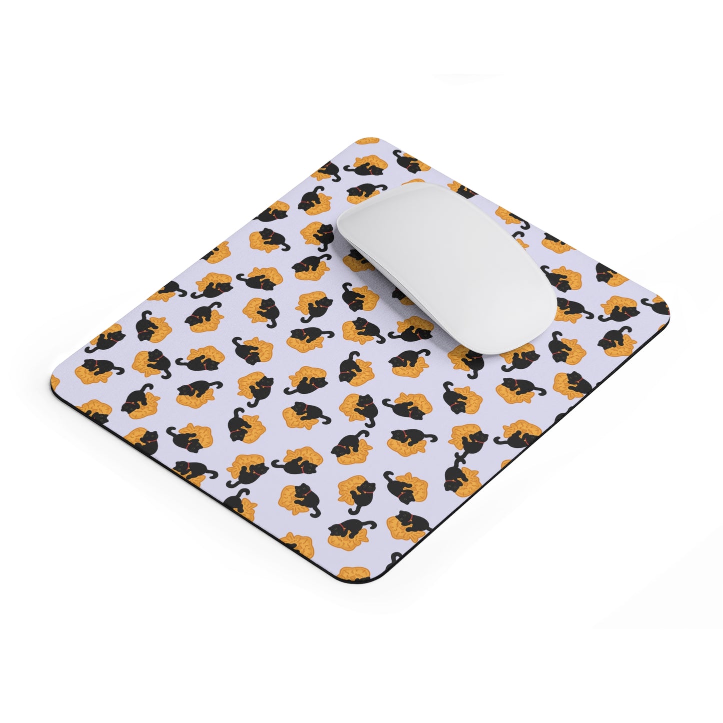 Lavender Black Cat Taiyaki Mouse Pad