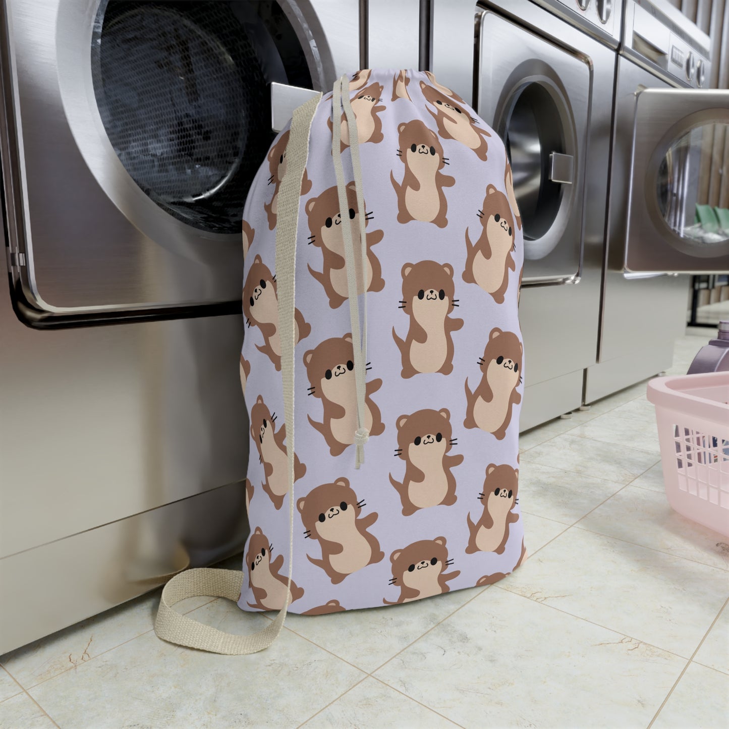 Lavender Otter Drawstring Bag