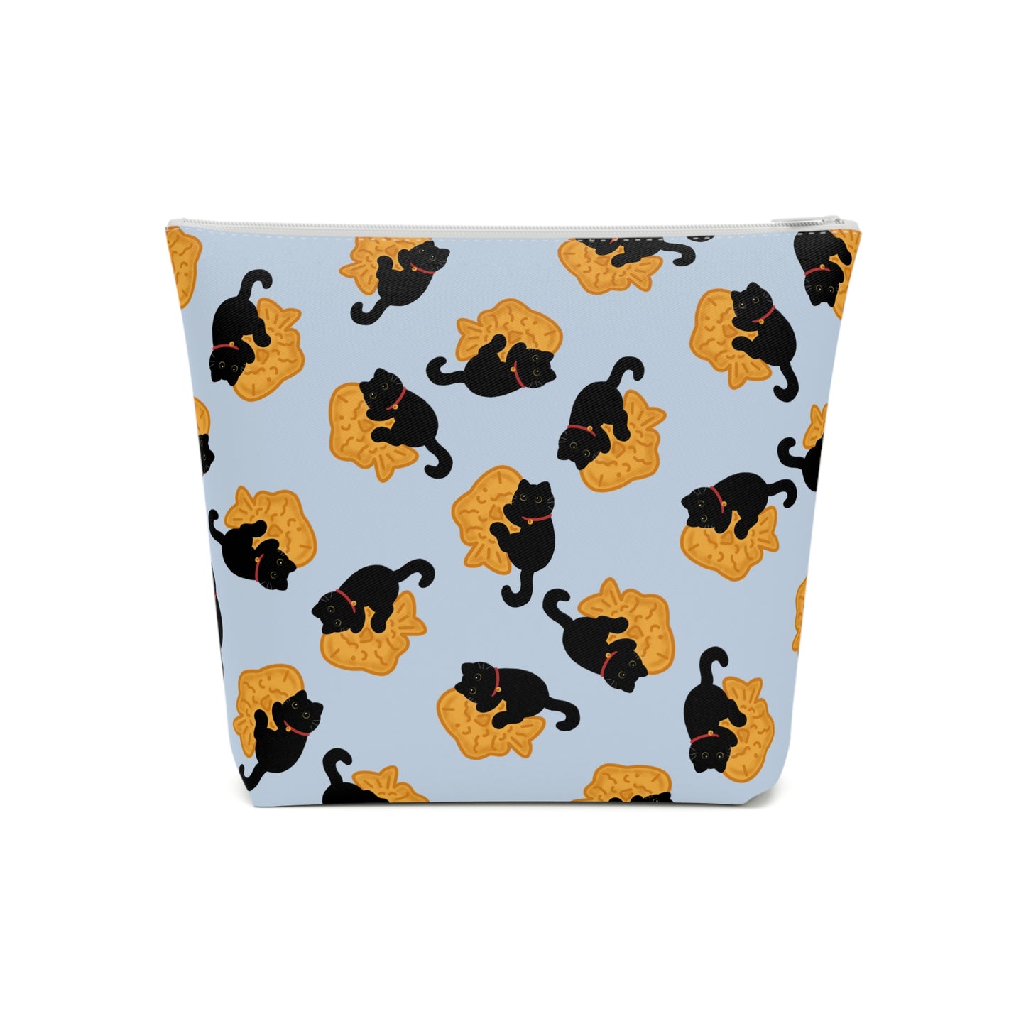 Baby Blue Black Cat Taiyaki Cosmetic Bag