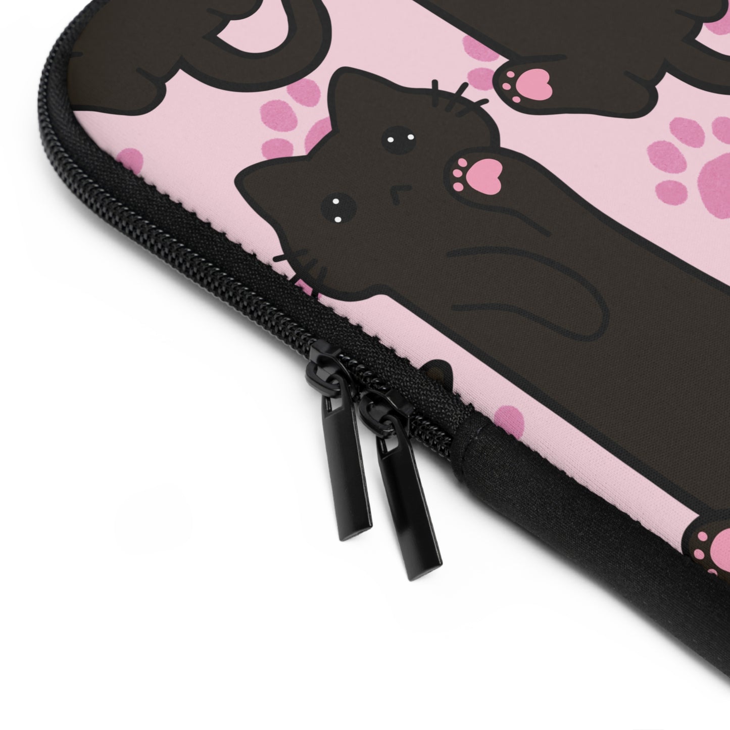 Baby Pink Black Cat Laptop Sleeve