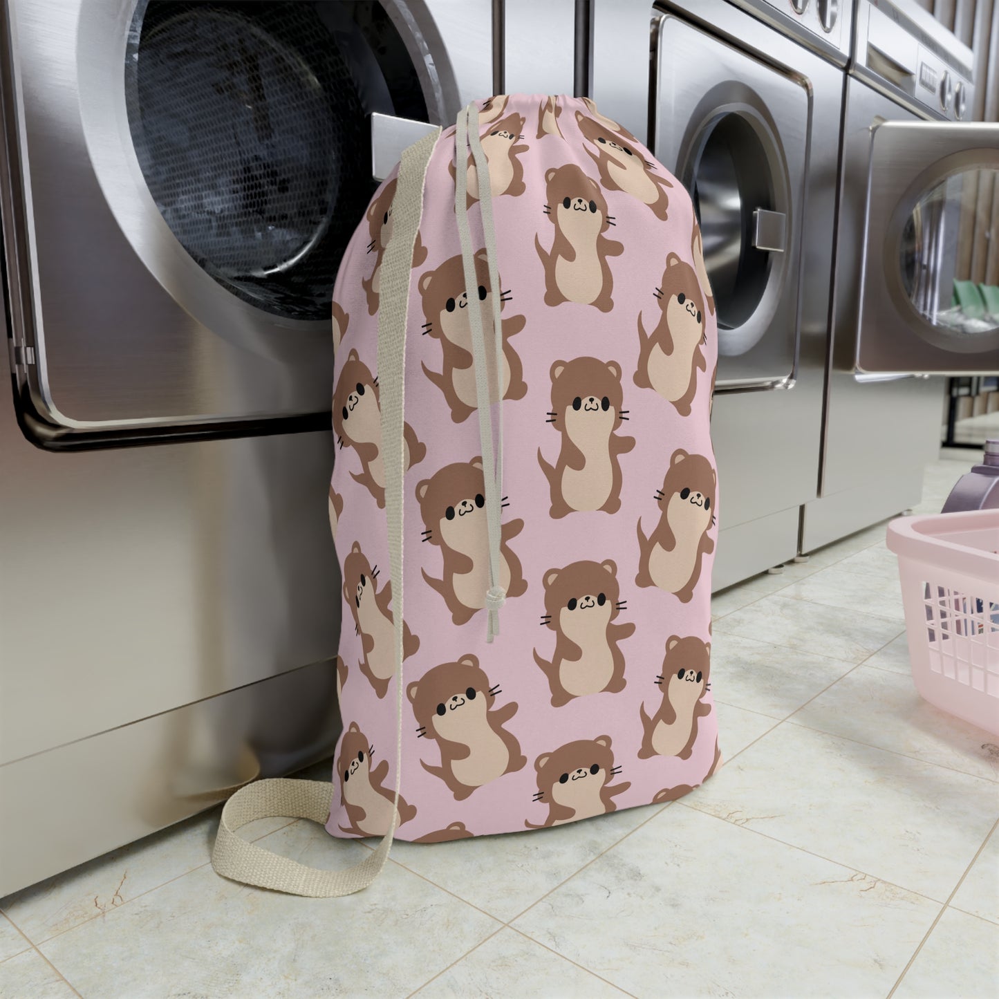 Baby Pink Otter Drawstring Bag