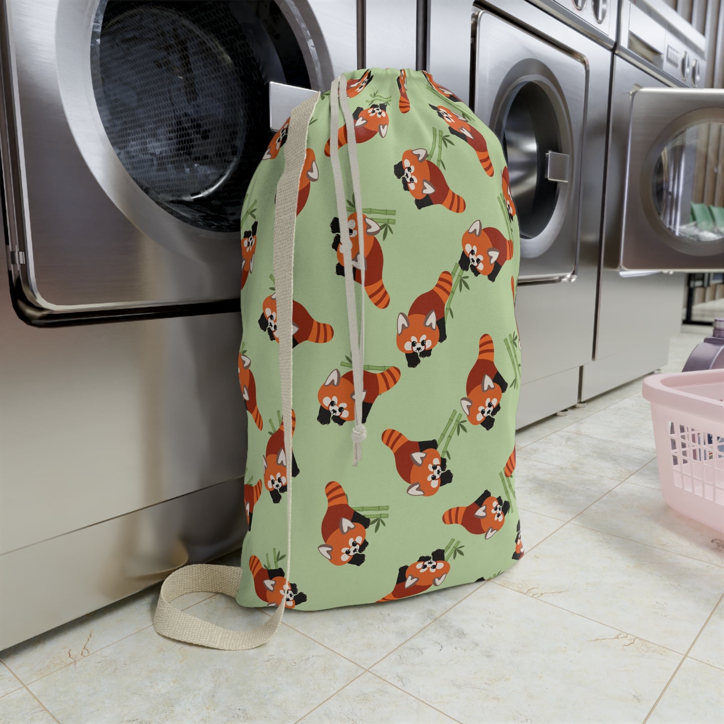 Matcha Green Red Panda Drawstring Bag