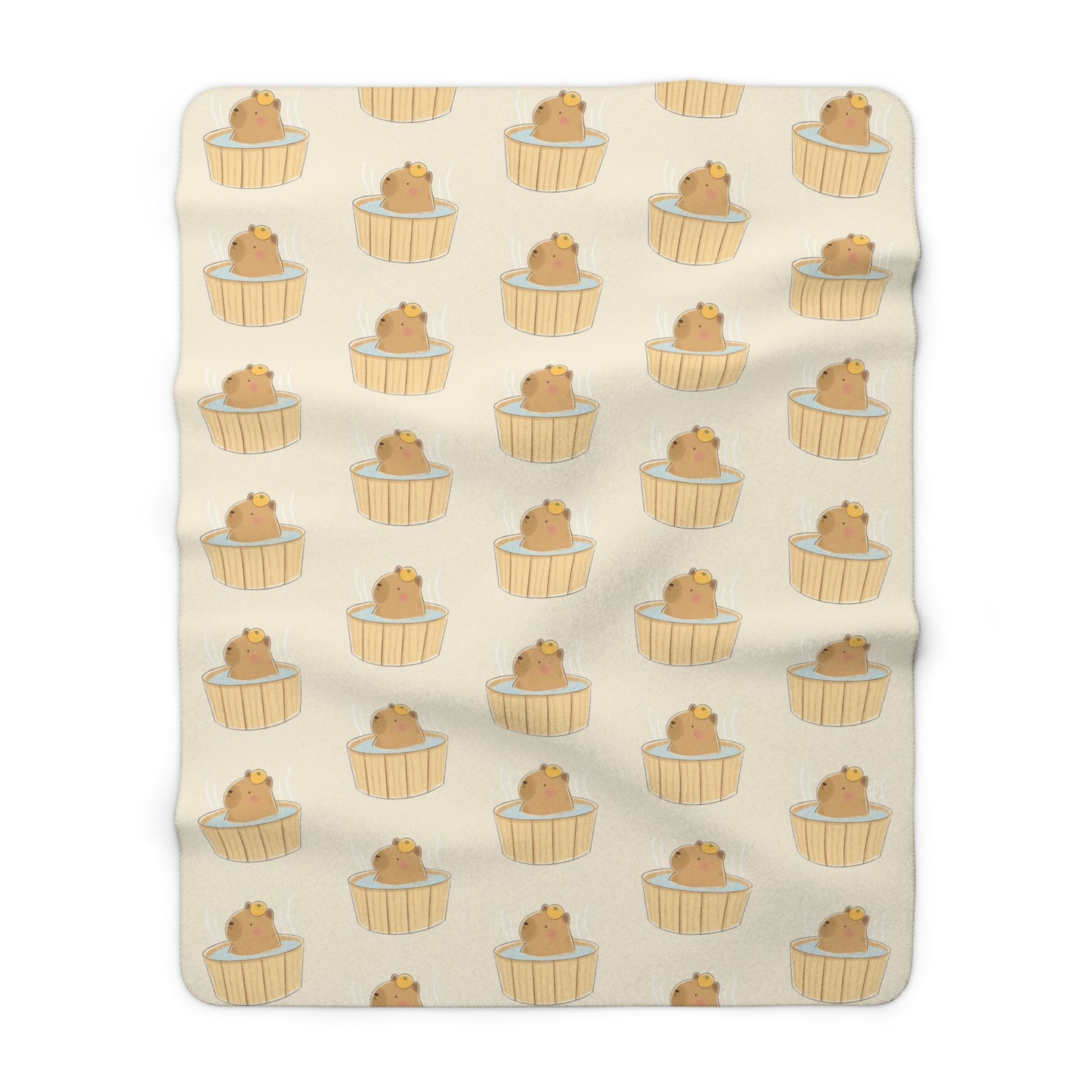 Capybara Bath Cozy Fleece Blanket