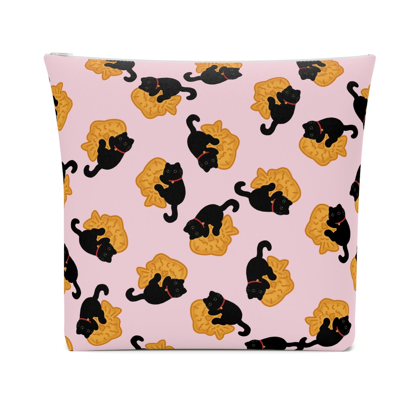 Baby Pink Black Cat Taiyaki Cosmetic Bag