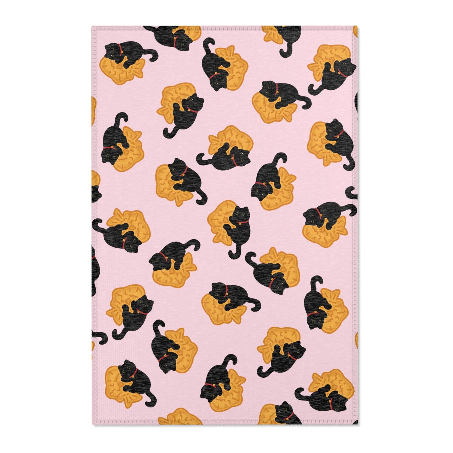 Baby Pink Black Cat Taiyaki Rug