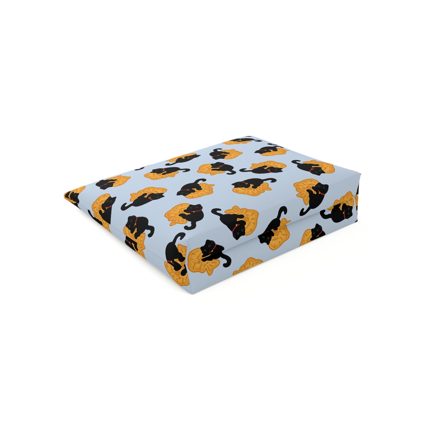 Baby Blue Black Cat Taiyaki Cosmetic Bag
