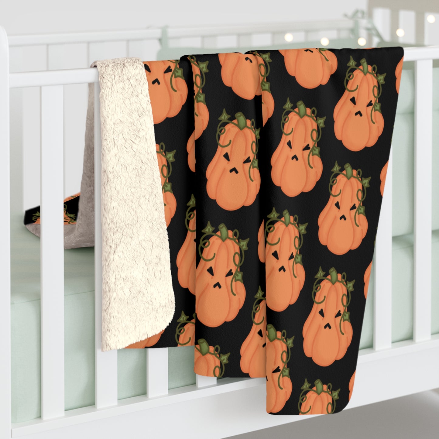 Angry Pumpkin Black Cozy Fleece Blanket