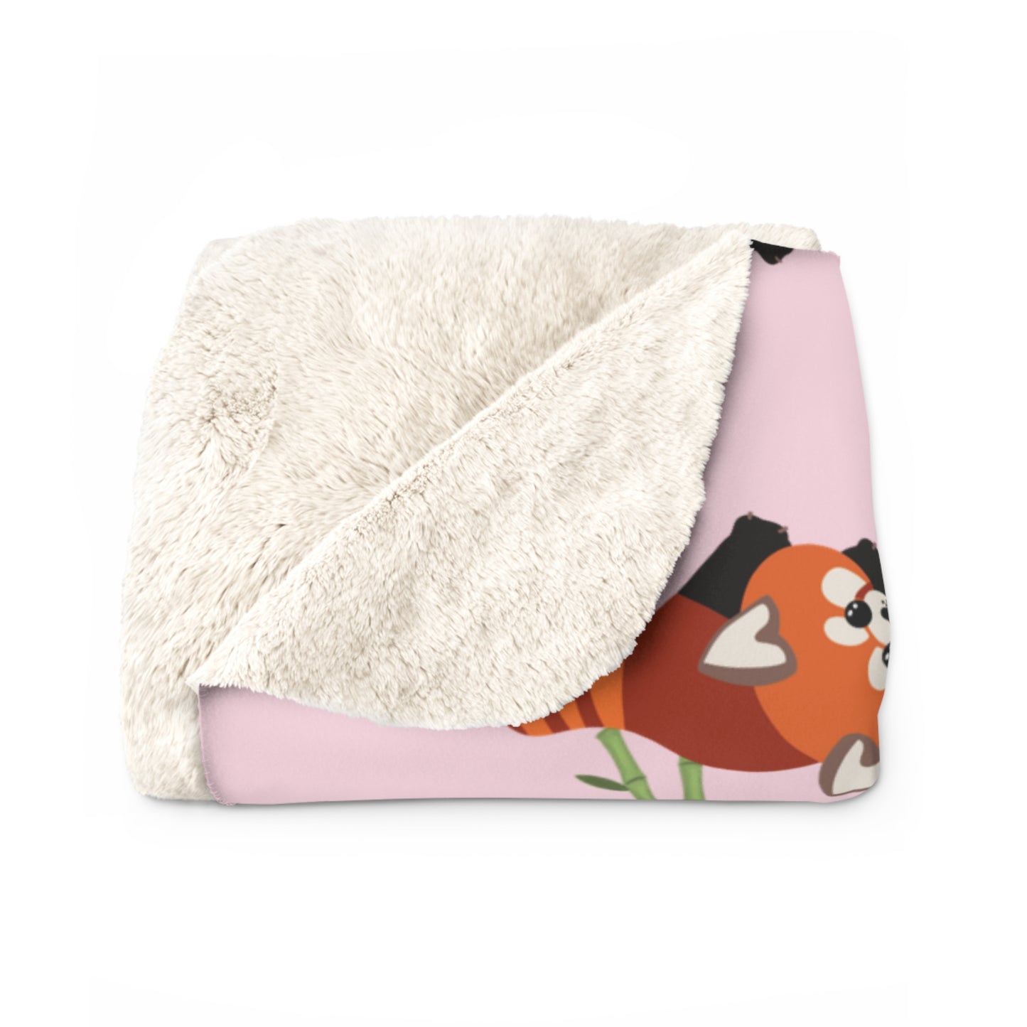 Baby Pink Red Panda Cozy Fleece Blanket