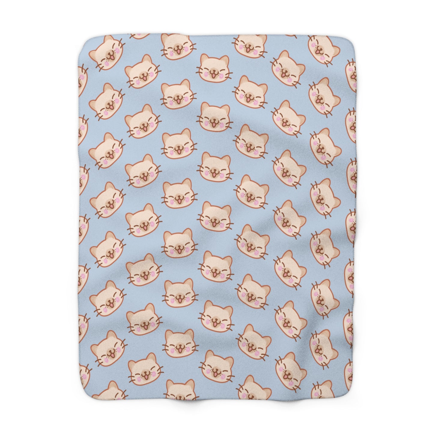 Baby Blue Kitty Kat Cozy Fleece Blanket