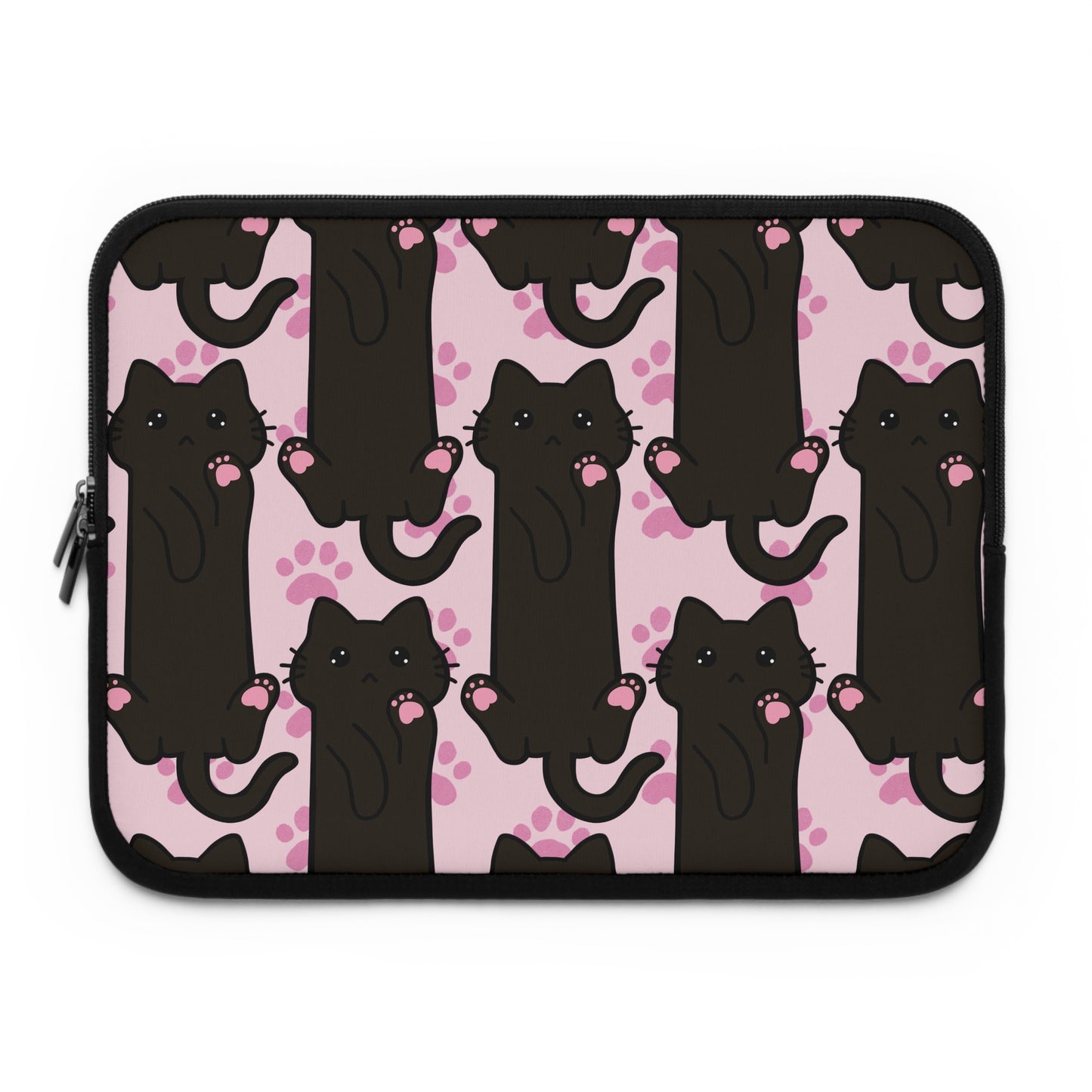 Baby Pink Black Cat Laptop Sleeve