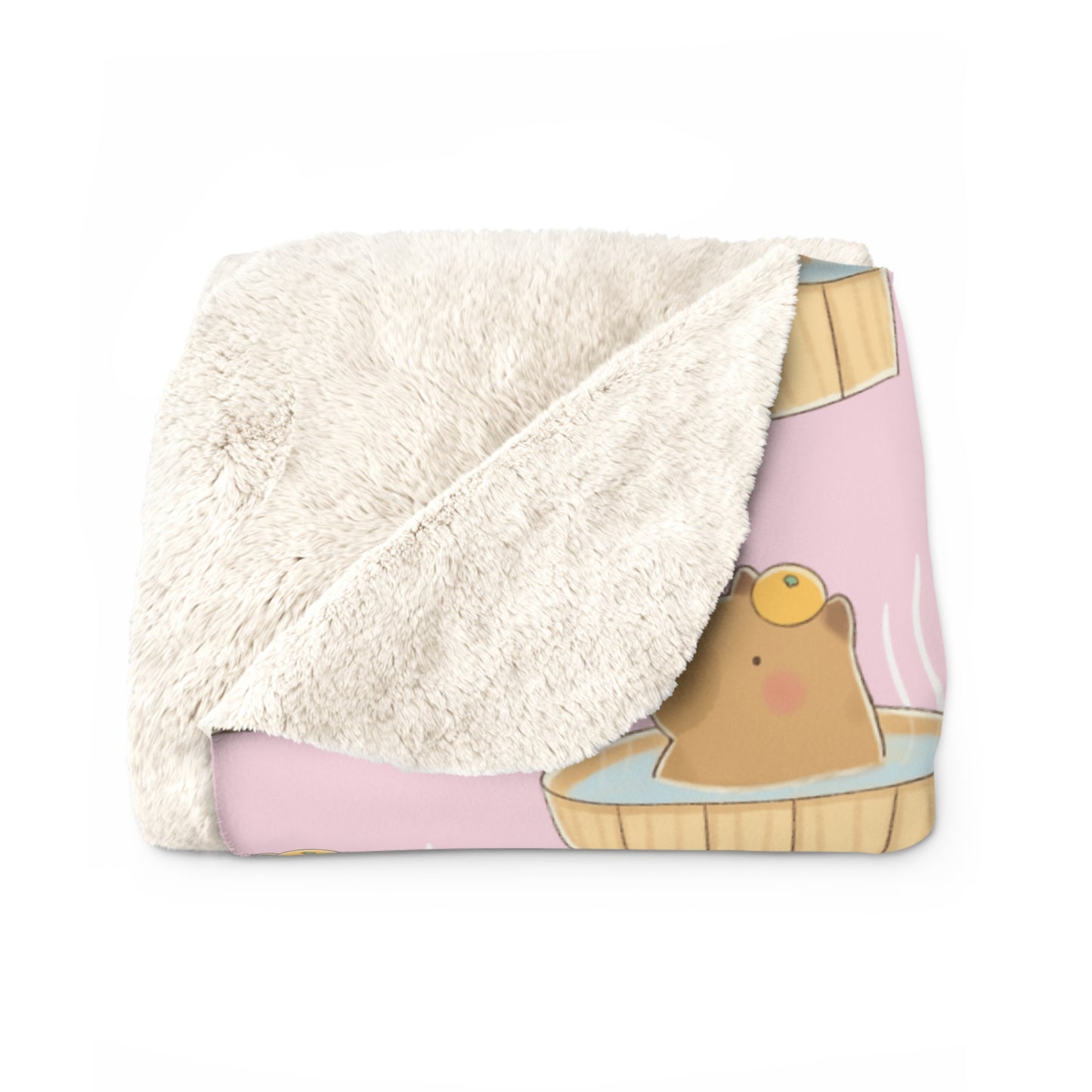 Baby Pink Capybara Bath Cozy Fleece Blanket