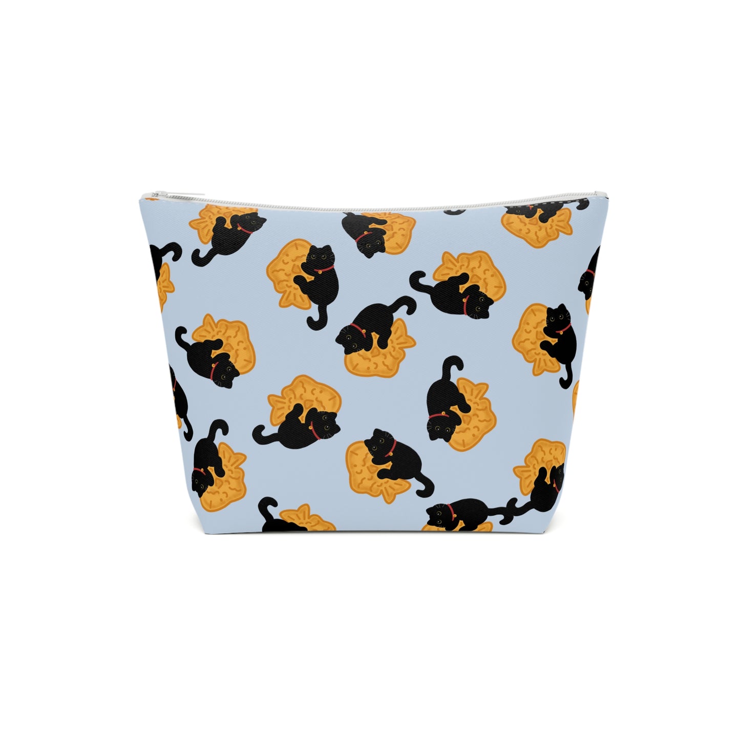 Baby Blue Black Cat Taiyaki Cosmetic Bag