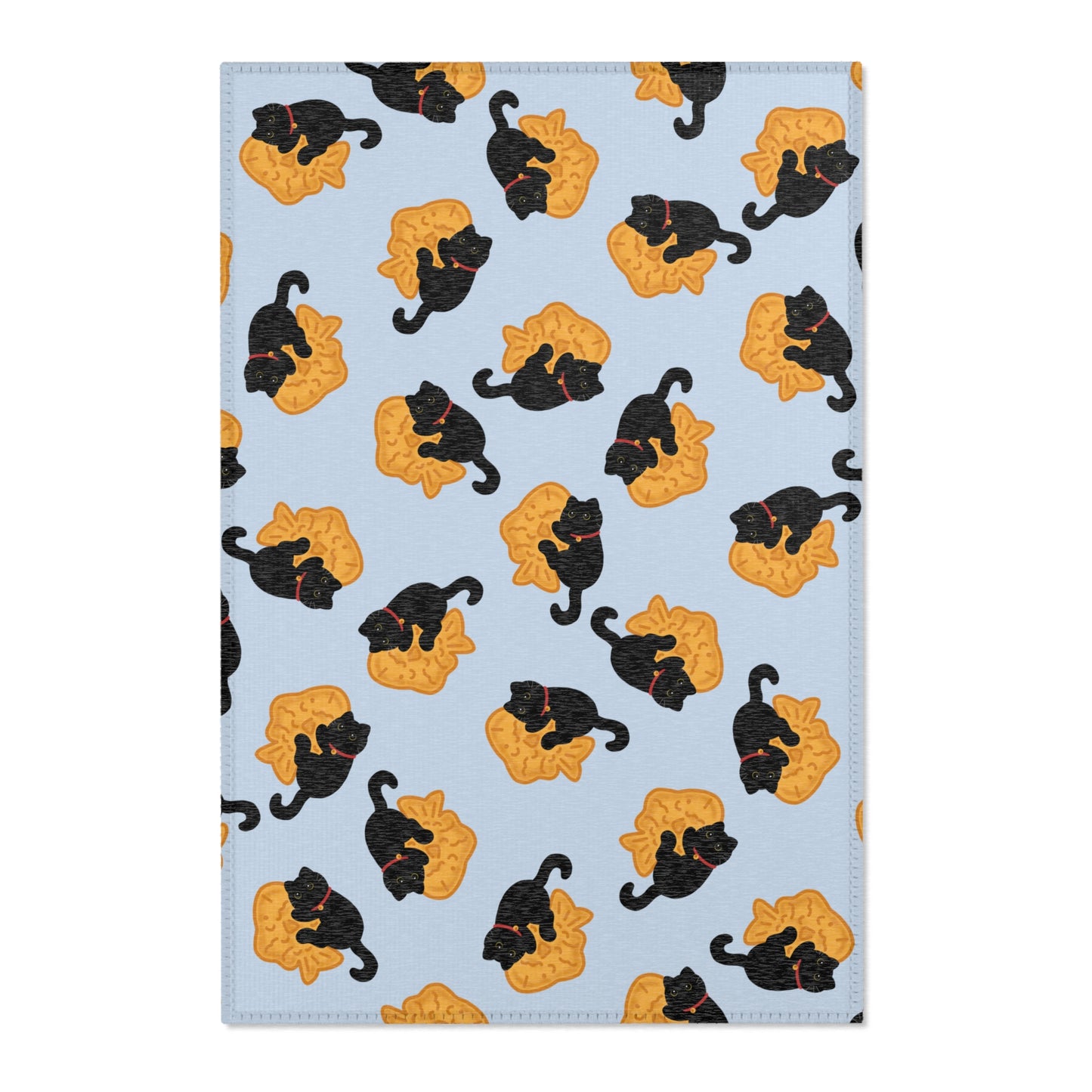 Baby Blue Black Cat Taiyaki Rug