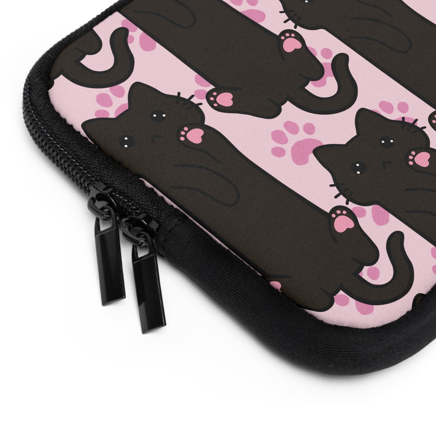 Baby Pink Black Cat Laptop Sleeve
