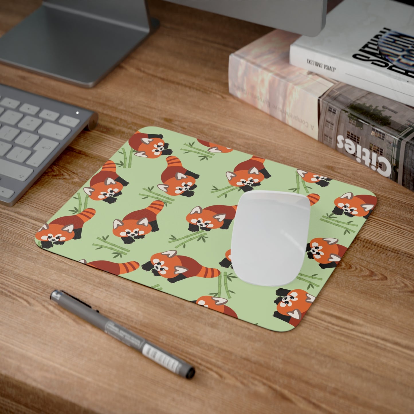 Matcha Green Red Panda Mouse Pad