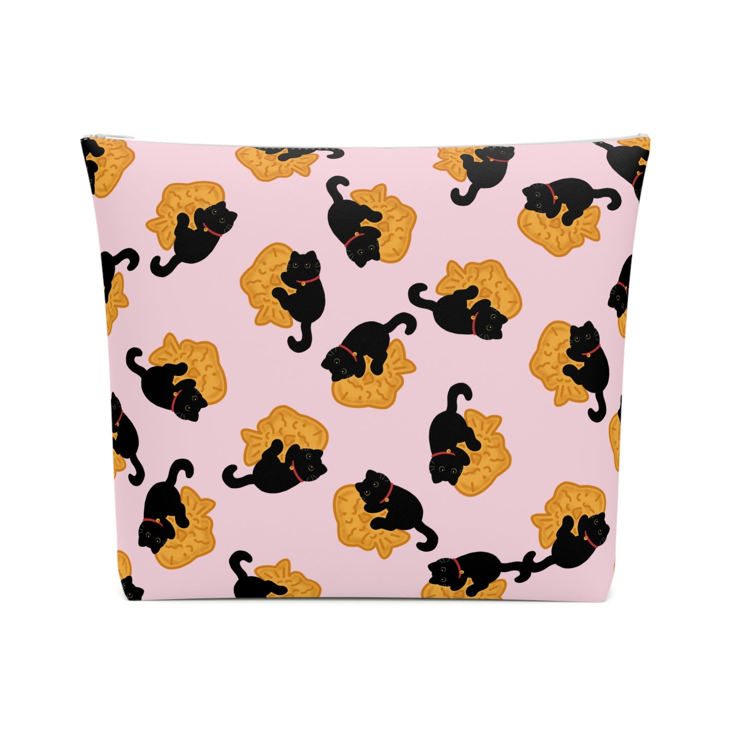 Baby Pink Black Cat Taiyaki Cosmetic Bag