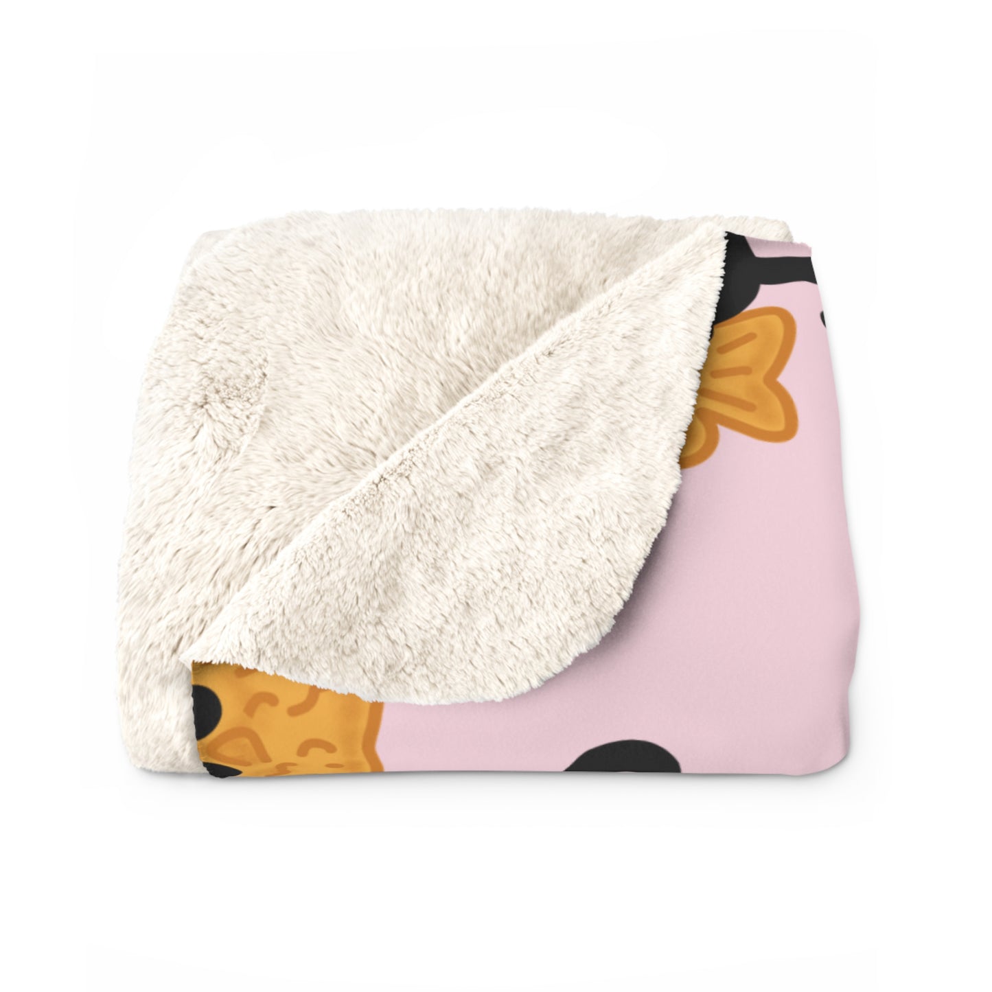 Baby Pink Black Cat Taiyaki Cozy Fleece Blanket