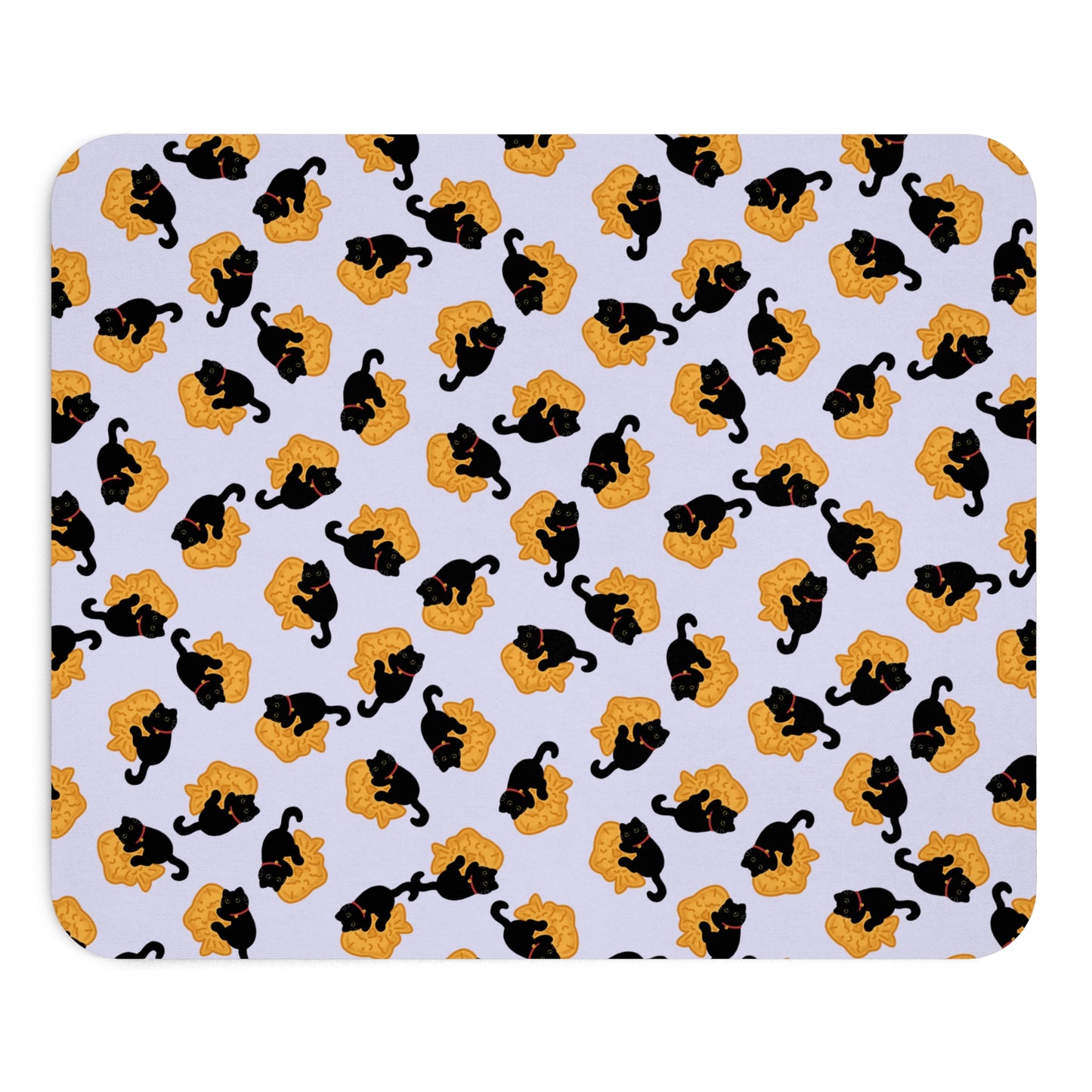 Lavender Black Cat Taiyaki Mouse Pad