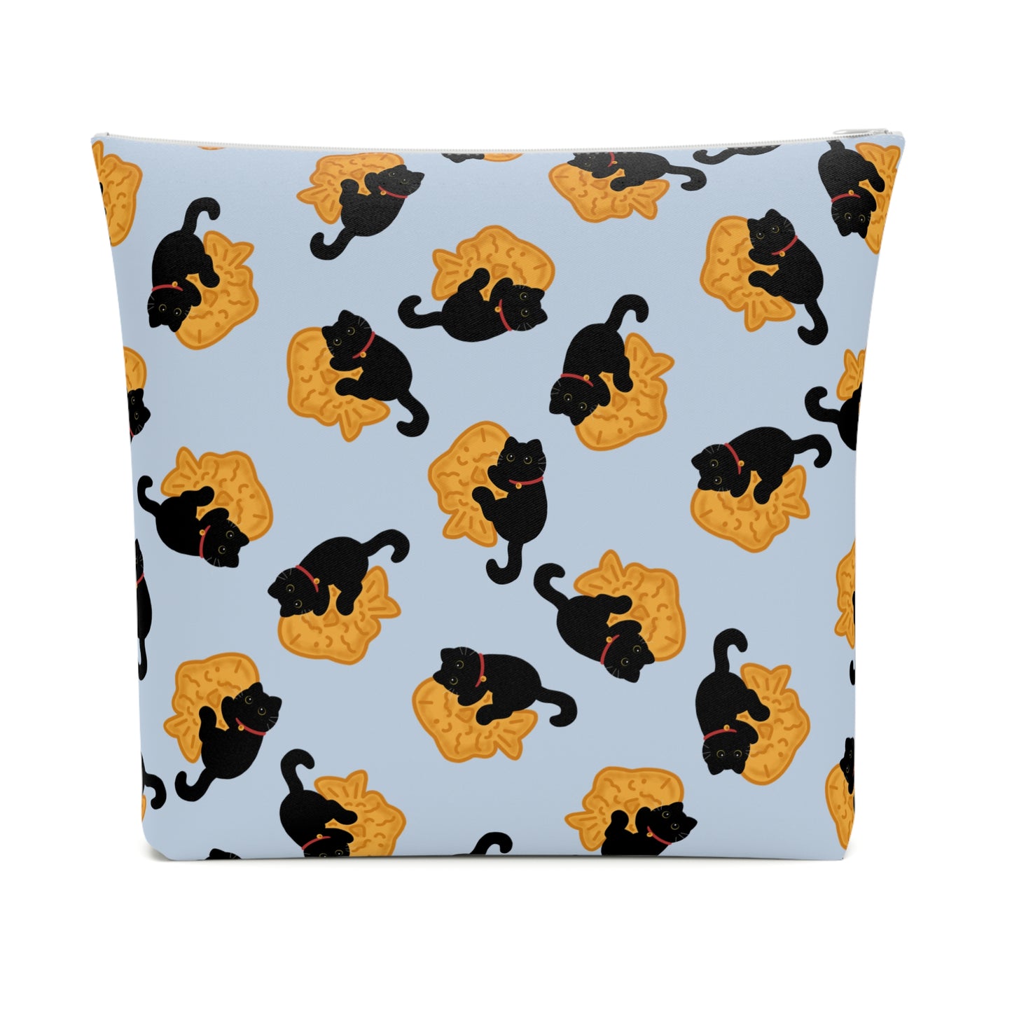 Baby Blue Black Cat Taiyaki Cosmetic Bag