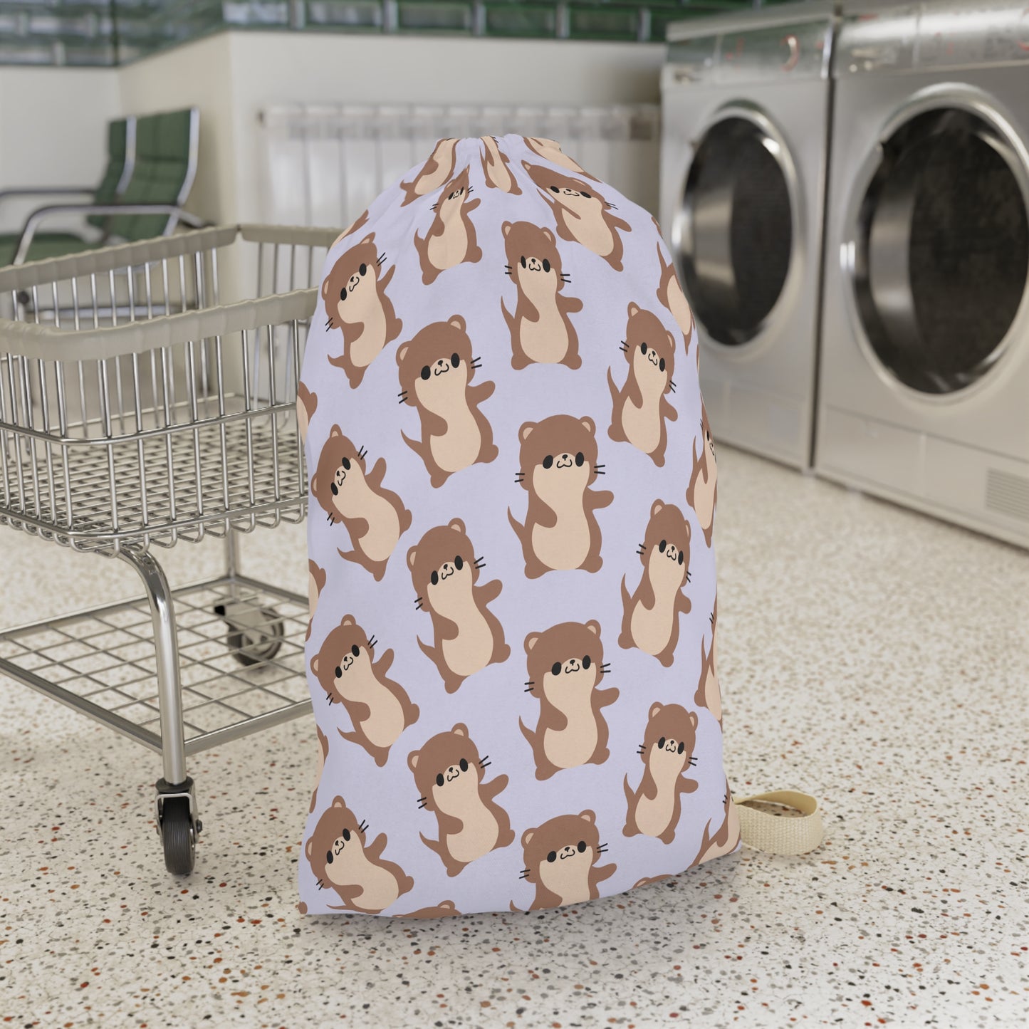 Lavender Otter Drawstring Bag