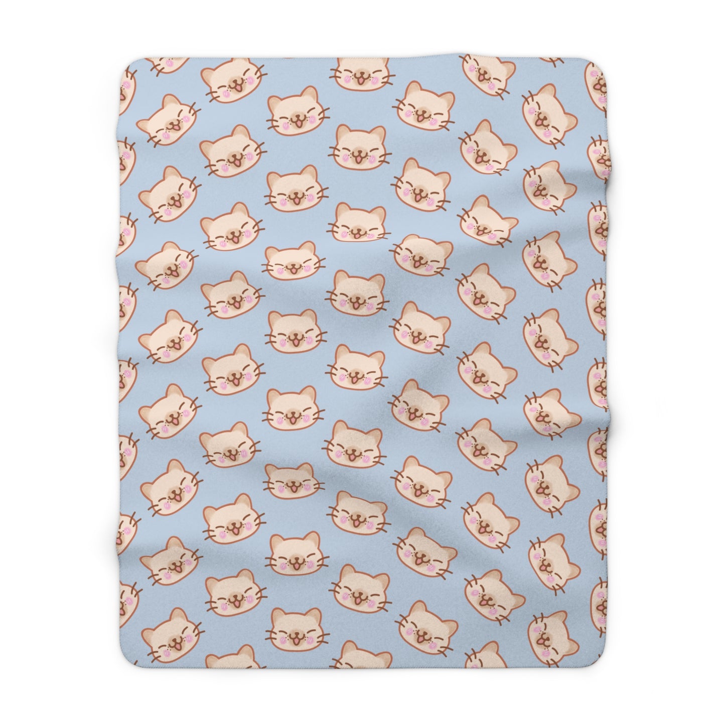 Baby Blue Kitty Kat Cozy Fleece Blanket