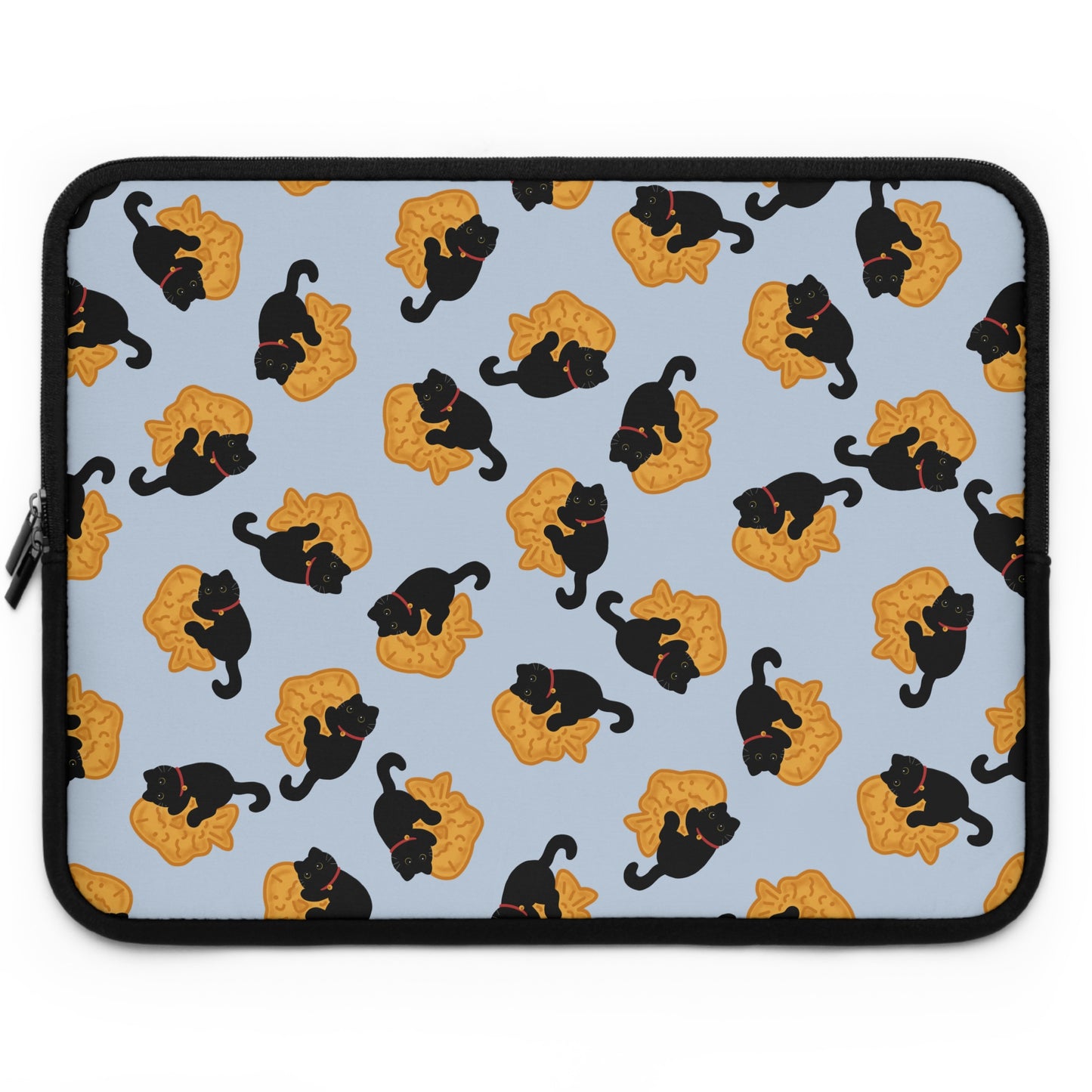 Baby Blue Black Cat Taiyaki Laptop Sleeve