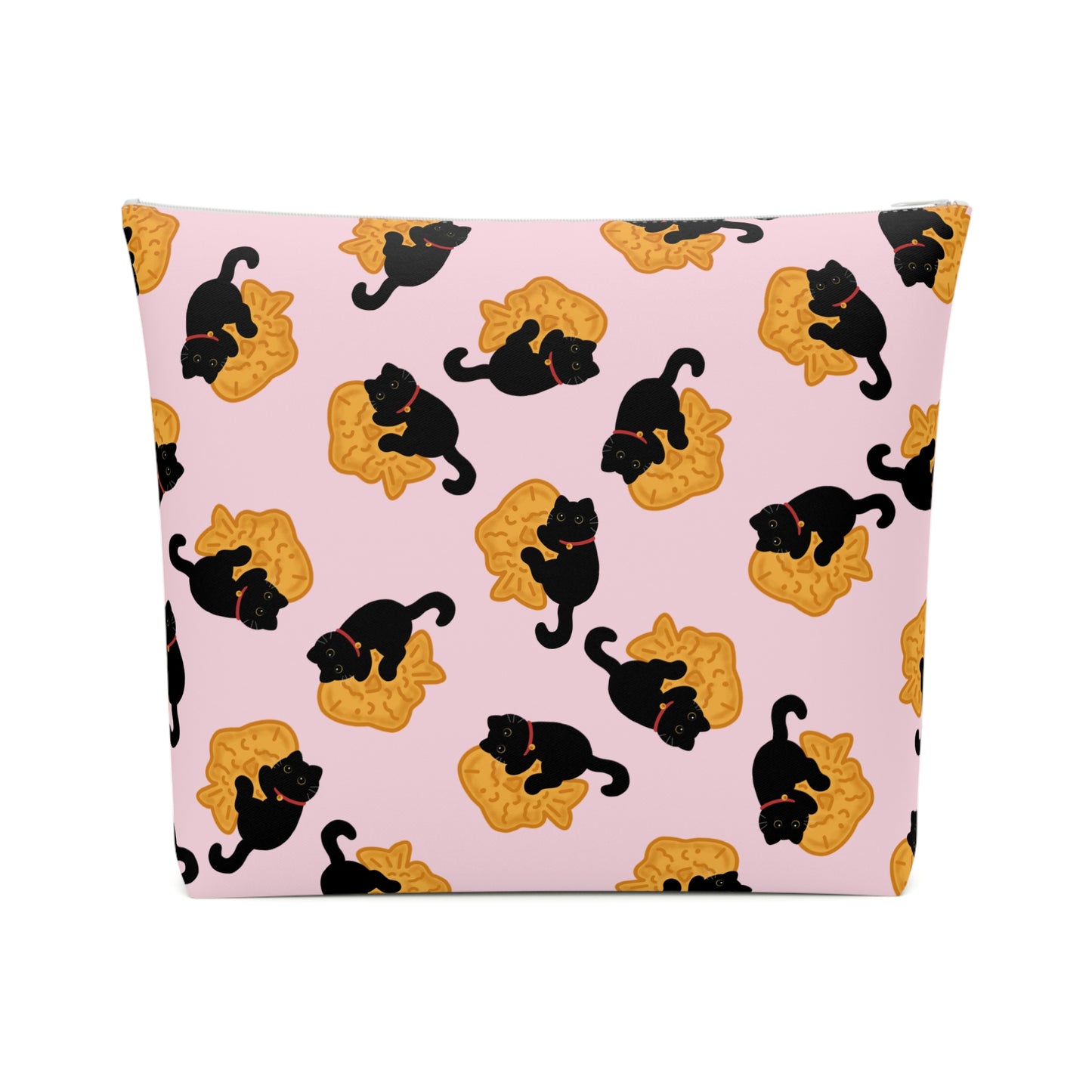 Baby Pink Black Cat Taiyaki Cosmetic Bag