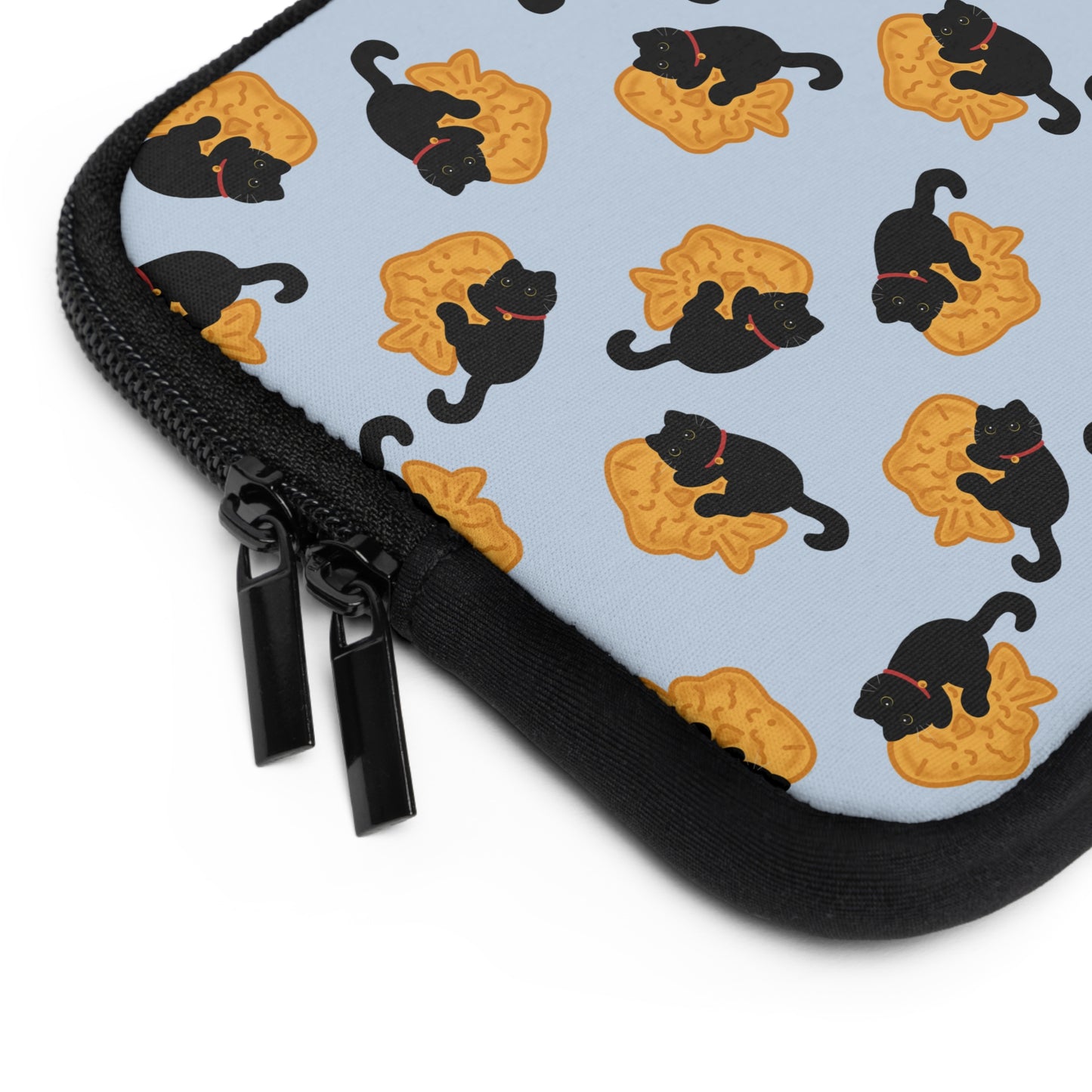 Baby Blue Black Cat Taiyaki Laptop Sleeve
