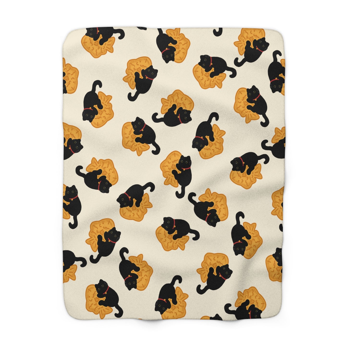 Black Cat Taiyaki Cozy Fleece Blanket