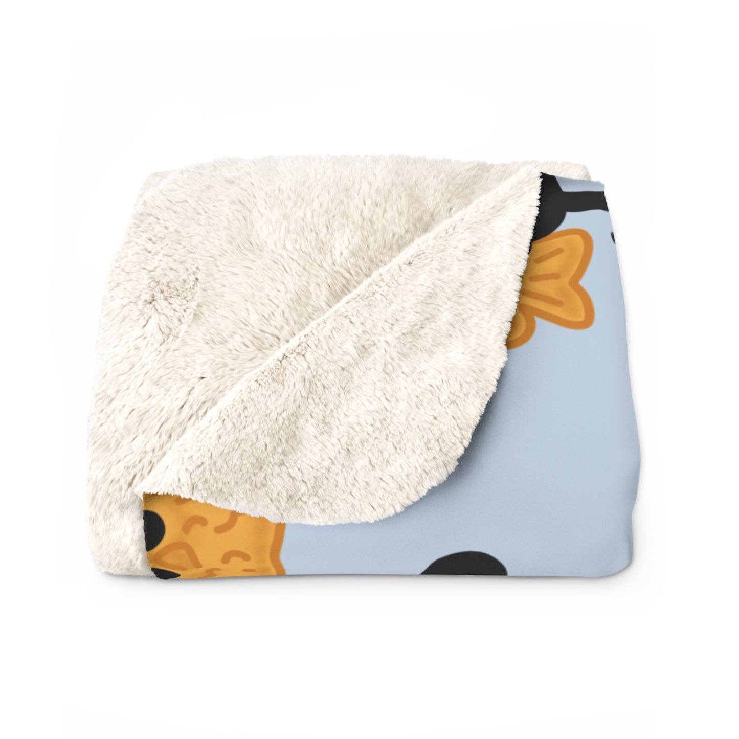 Baby Blue Black Cat Taiyaki Cozy Fleece Blanket