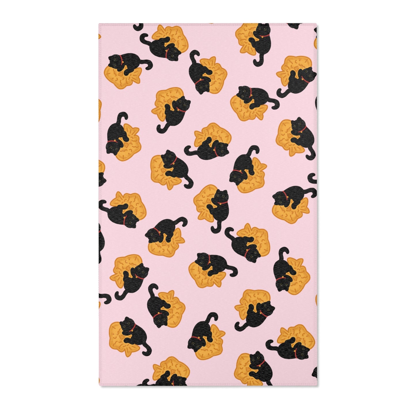 Baby Pink Black Cat Taiyaki Rug