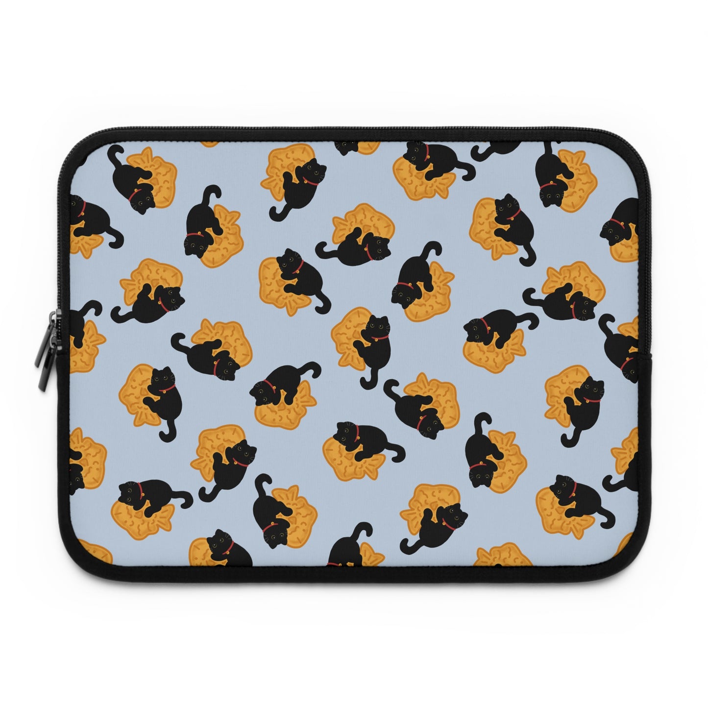 Baby Blue Black Cat Taiyaki Laptop Sleeve