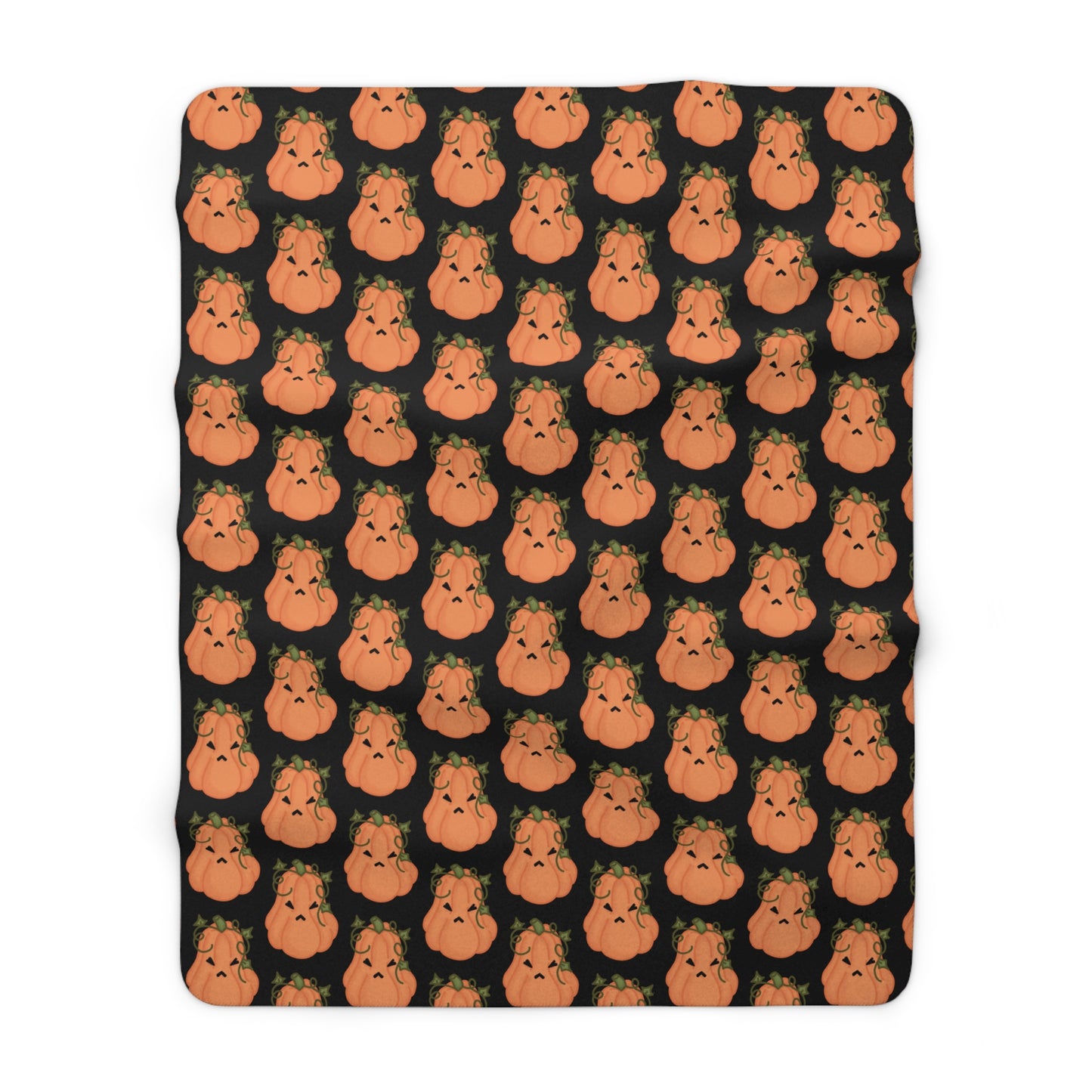 Angry Pumpkin Black Cozy Fleece Blanket