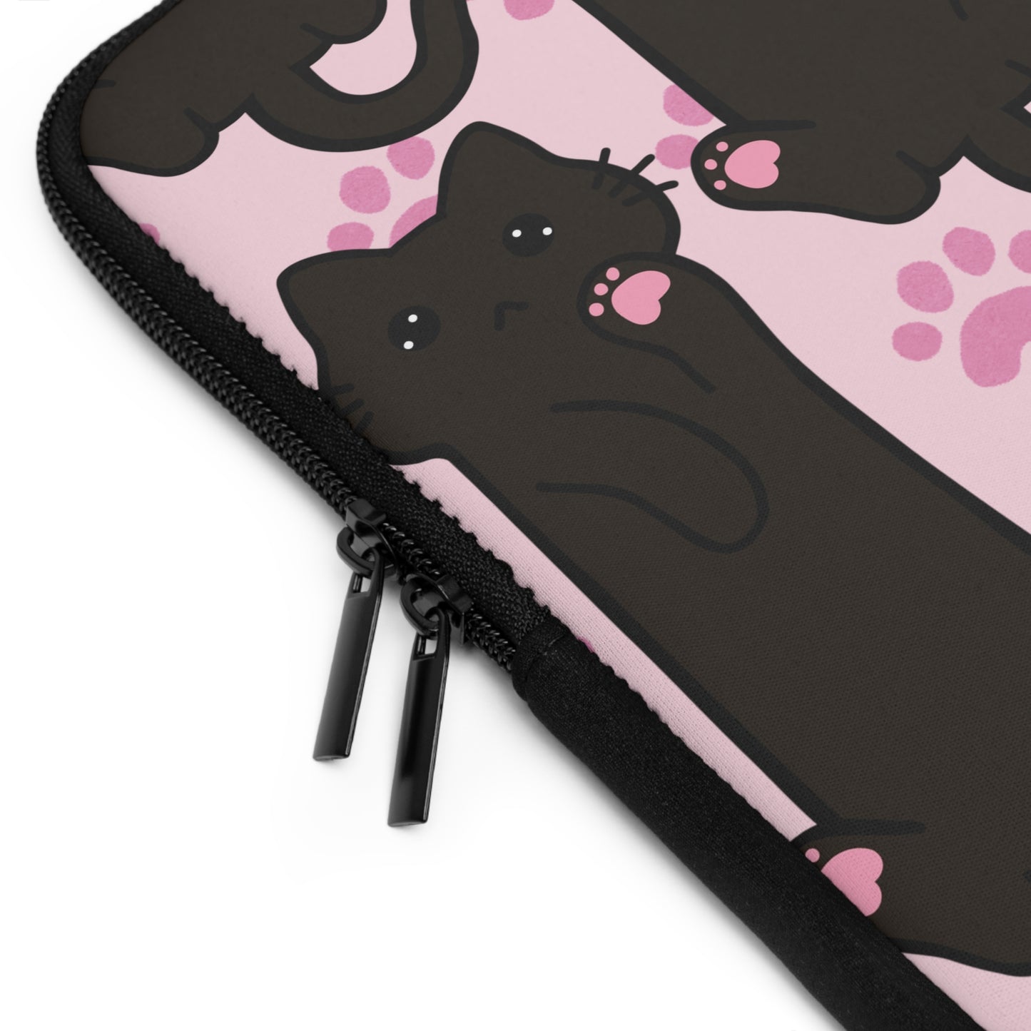 Baby Pink Black Cat Laptop Sleeve