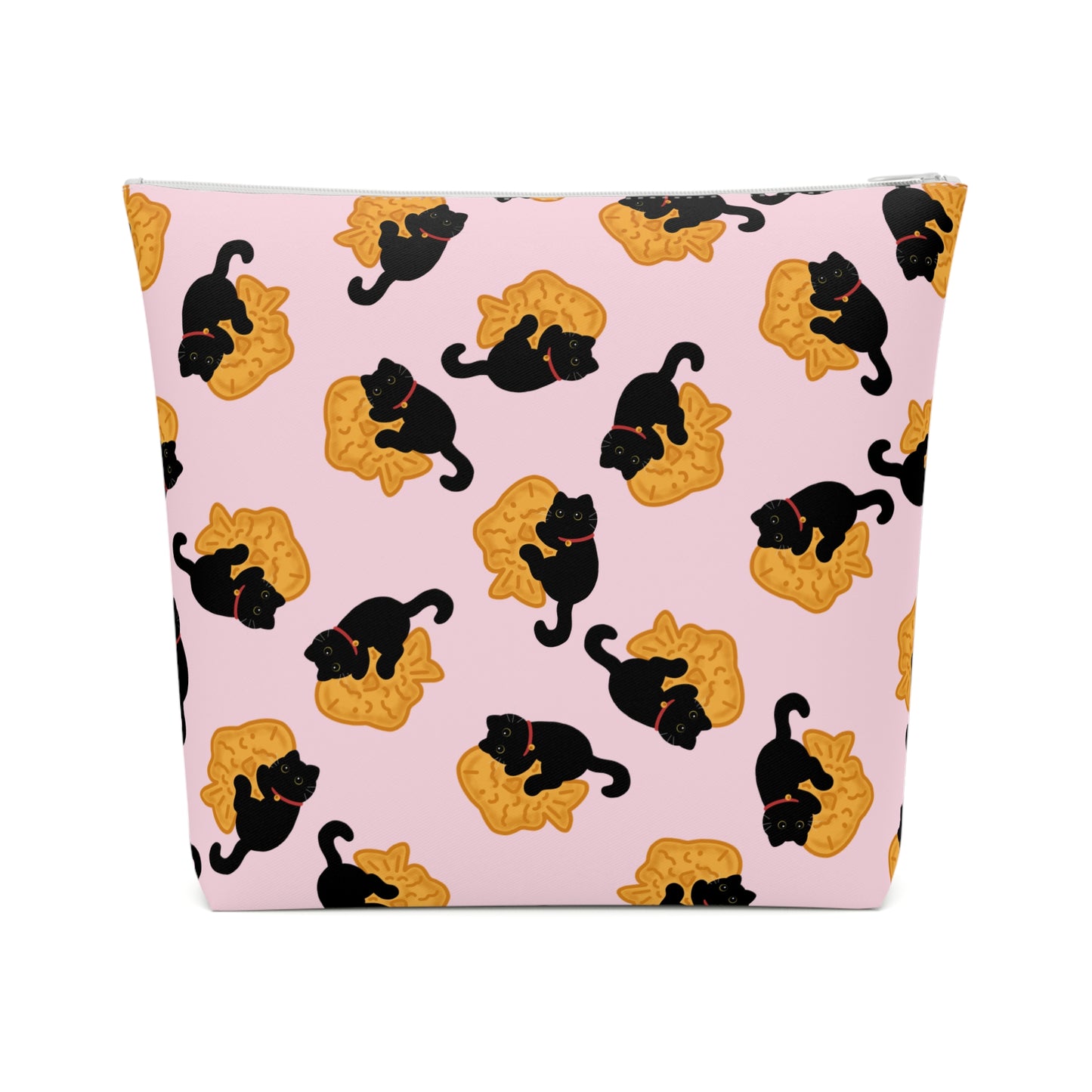 Baby Pink Black Cat Taiyaki Cosmetic Bag