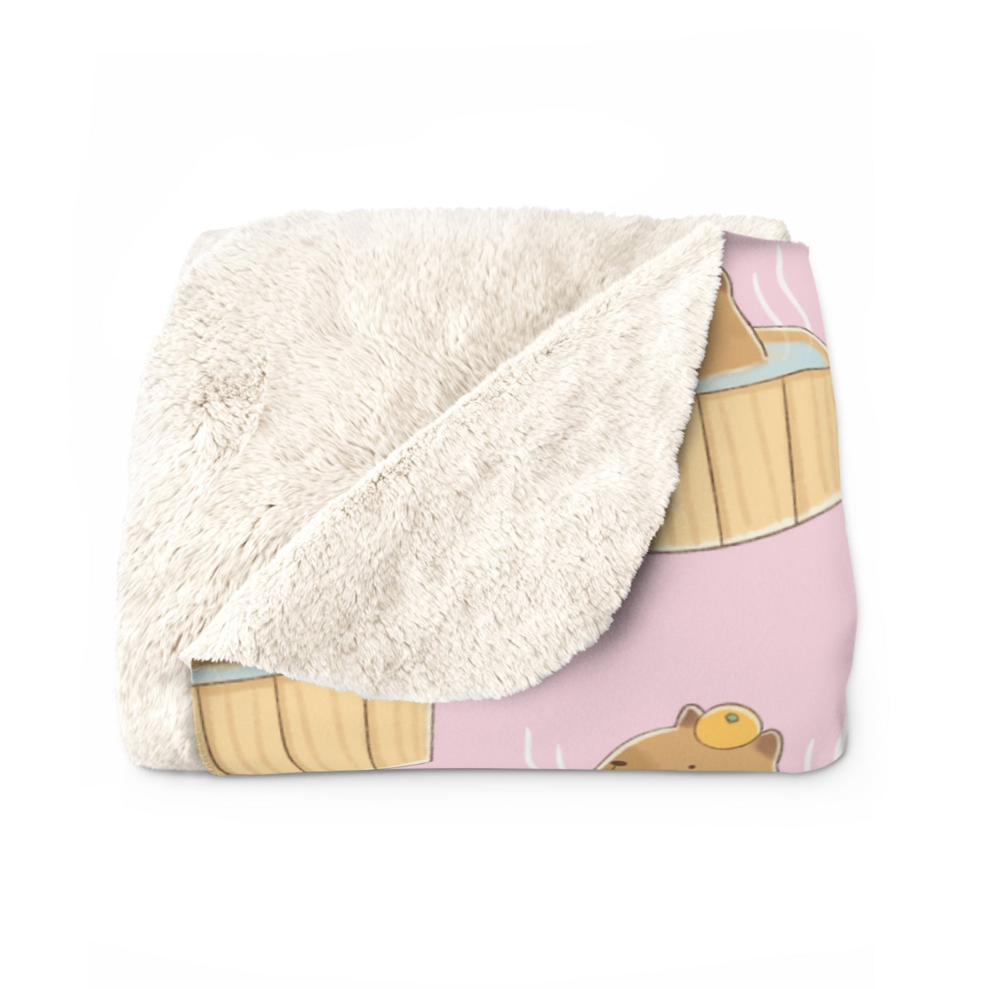 Baby Pink Capybara Bath Cozy Fleece Blanket