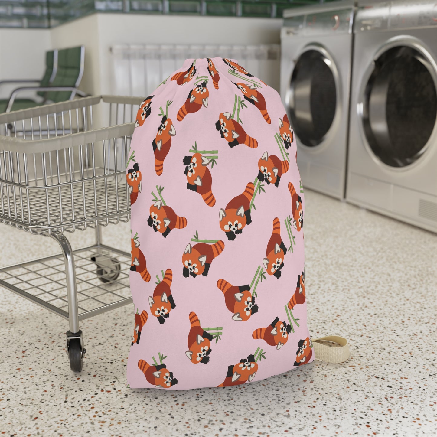 Baby Pink Red Panda Drawstring Bag