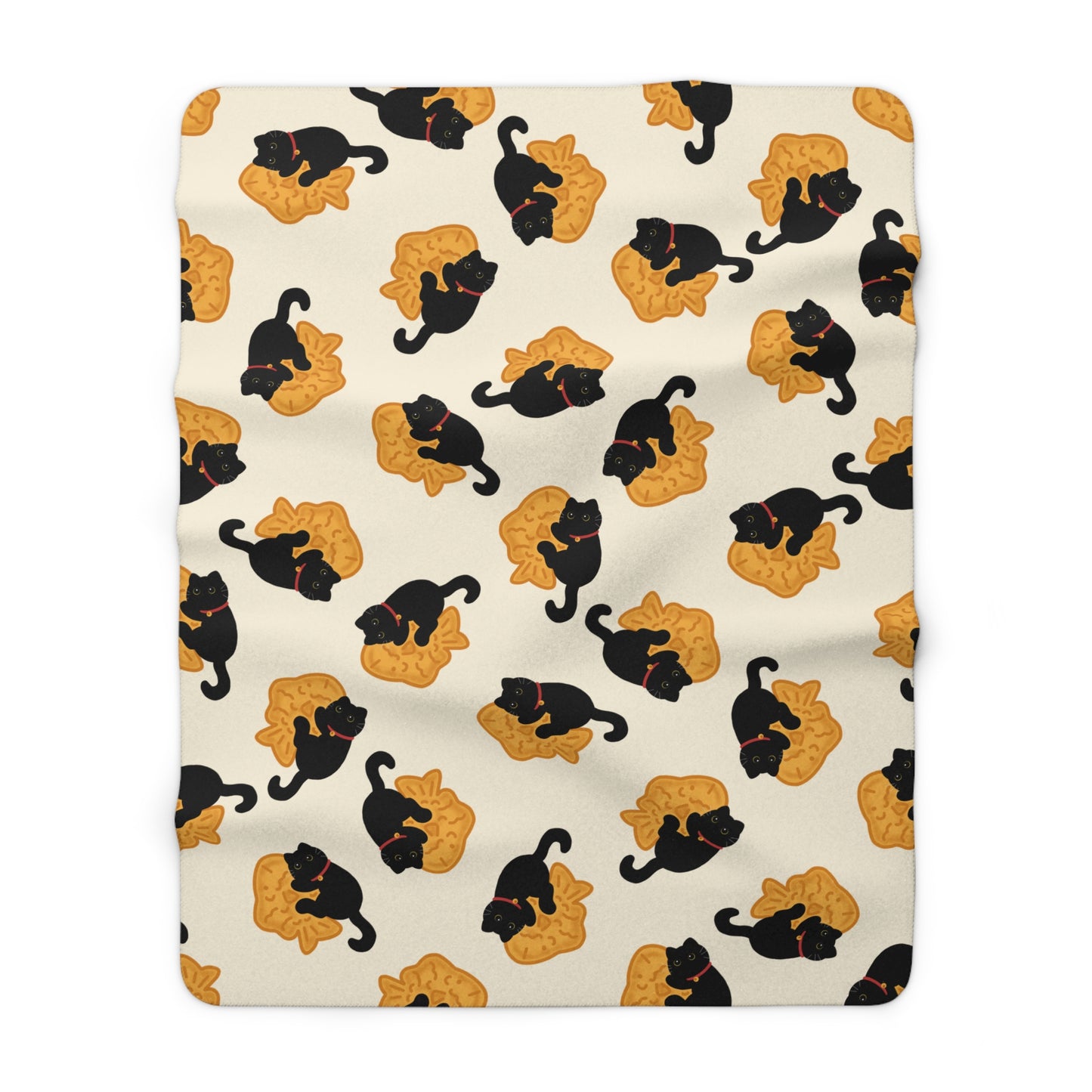 Black Cat Taiyaki Cozy Fleece Blanket