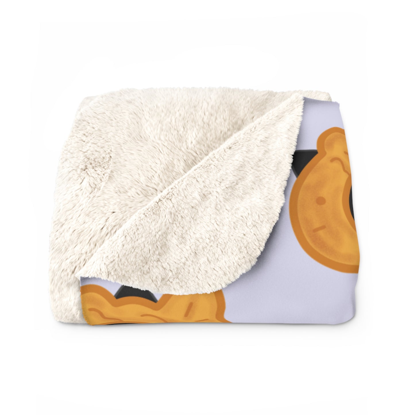 Lavender Black Cat Taiyaki Hat Cozy Fleece Blanket
