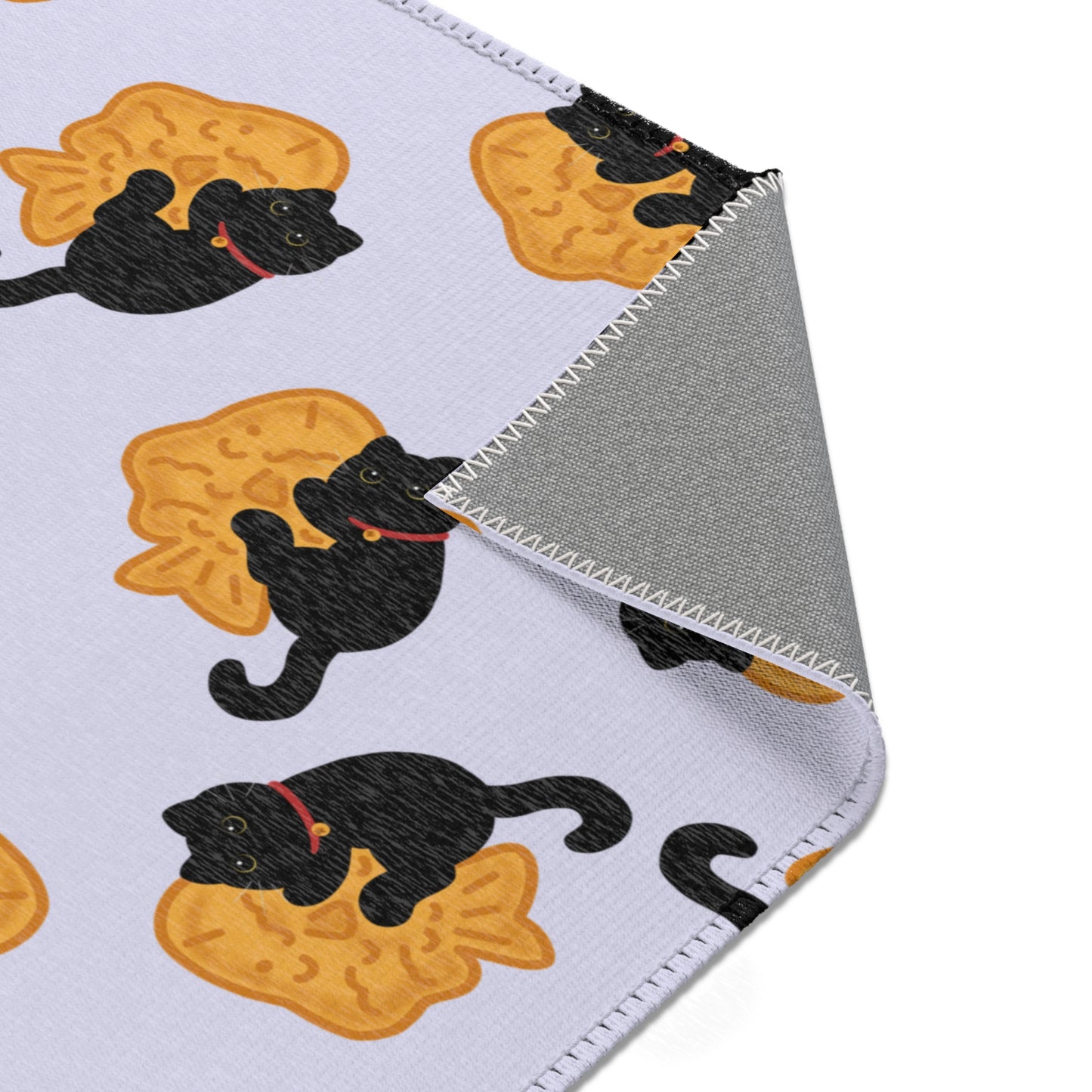 Lavender Black Cat Taiyaki Rug