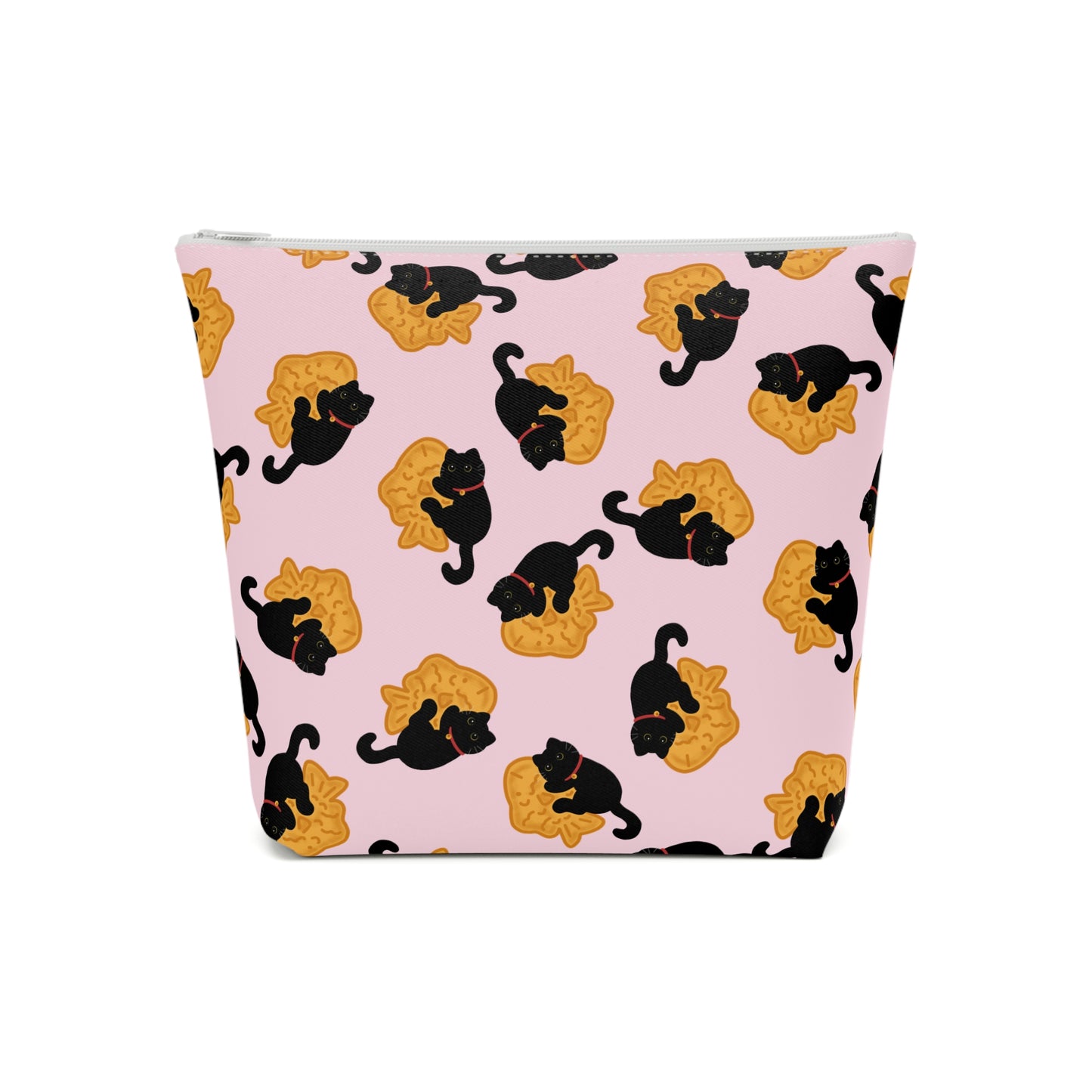 Baby Pink Black Cat Taiyaki Cosmetic Bag