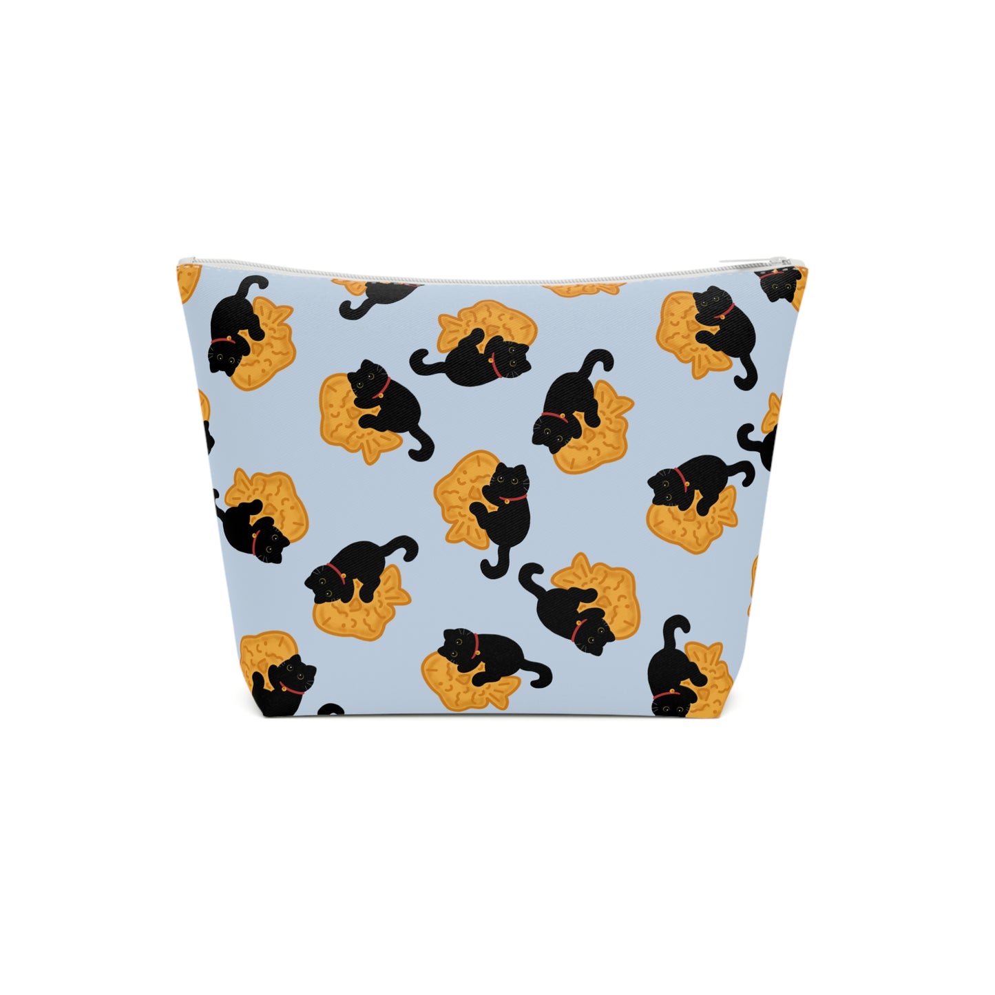 Baby Blue Black Cat Taiyaki Cosmetic Bag