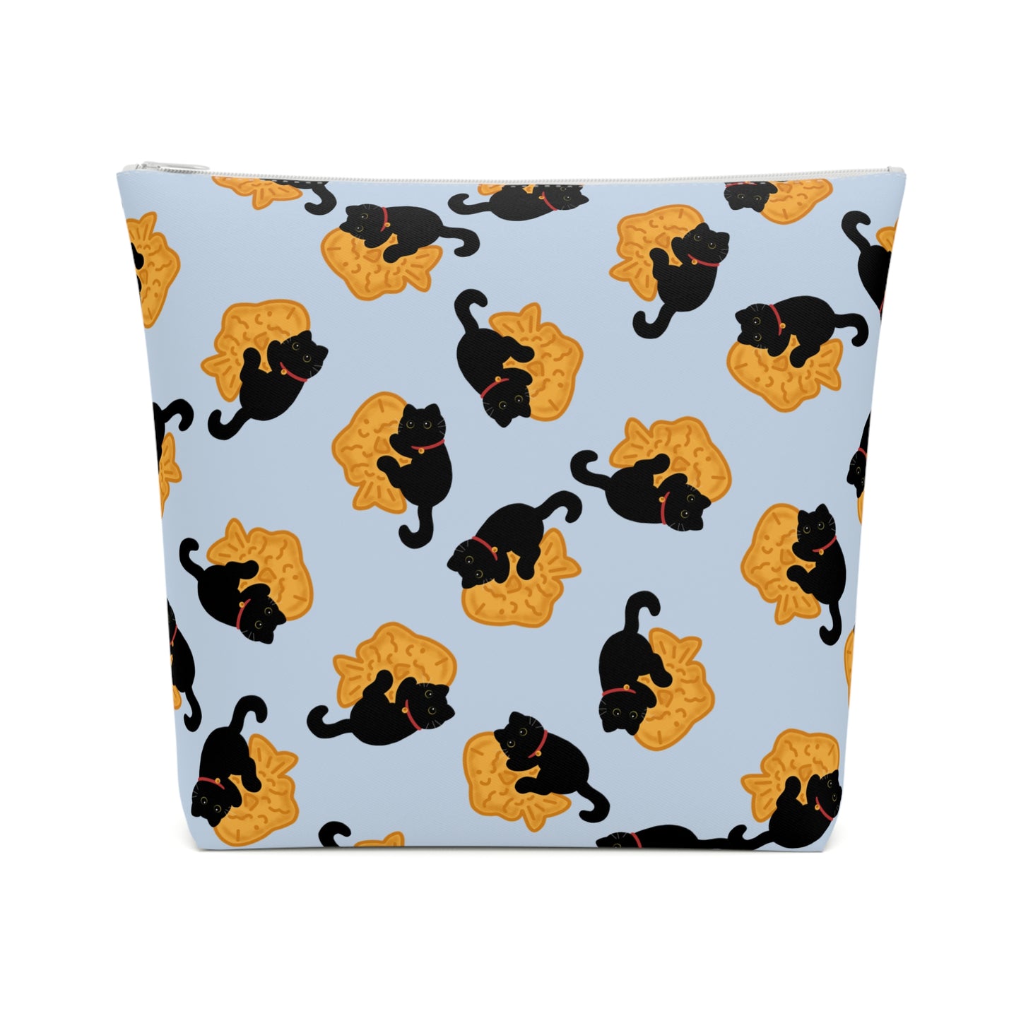 Baby Blue Black Cat Taiyaki Cosmetic Bag